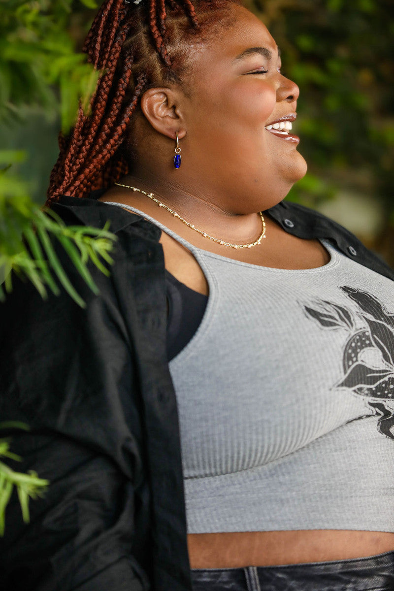 deep blue stone pendant earrings | Fair Anita