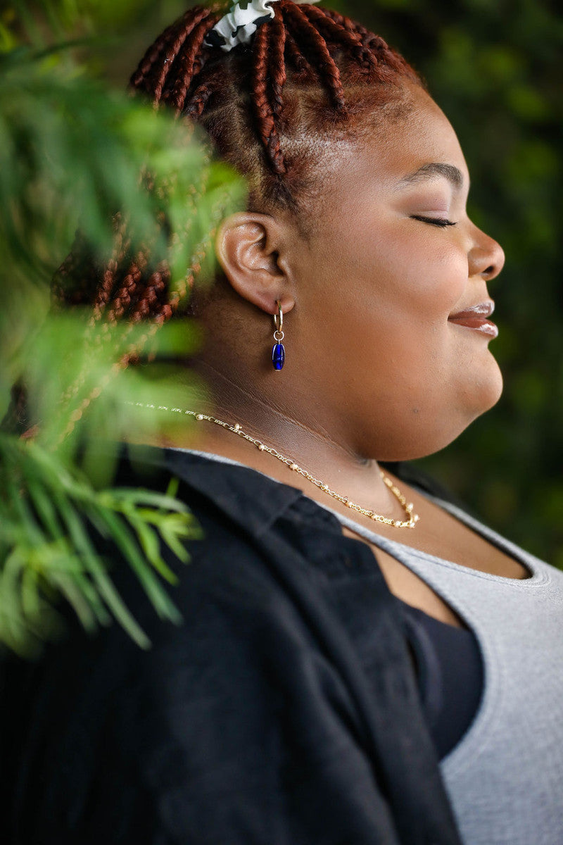 deep blue stone pendant earrings | Fair Anita