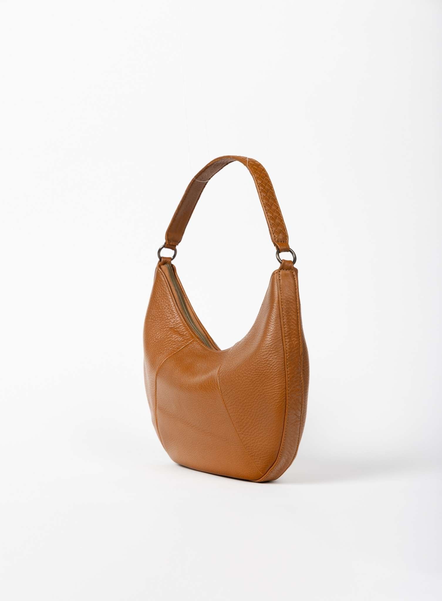saddle shoulder bag from womens bags in honey color showcasing interior view.