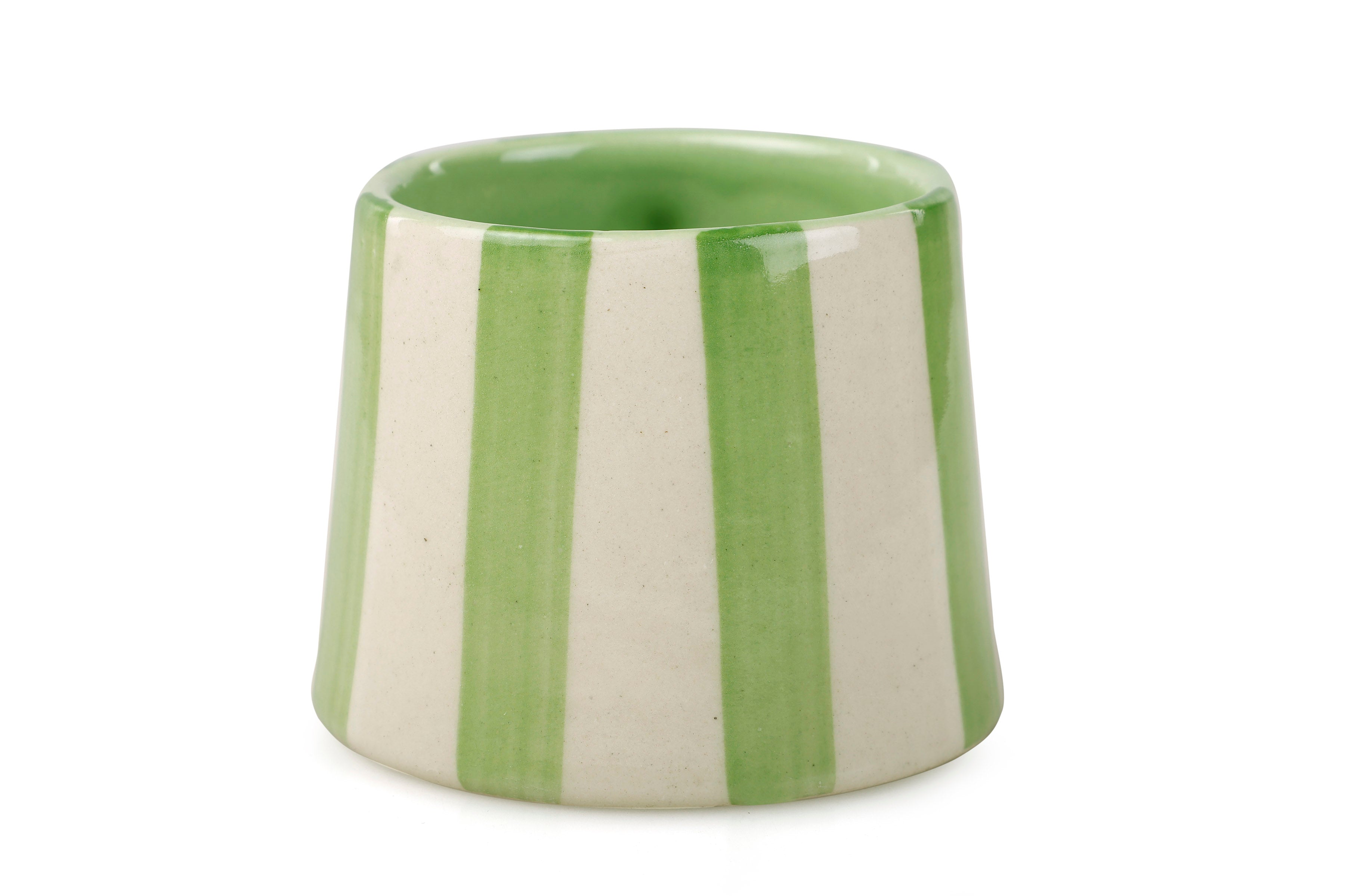 Ceramic Green Stripe Coffee Cup