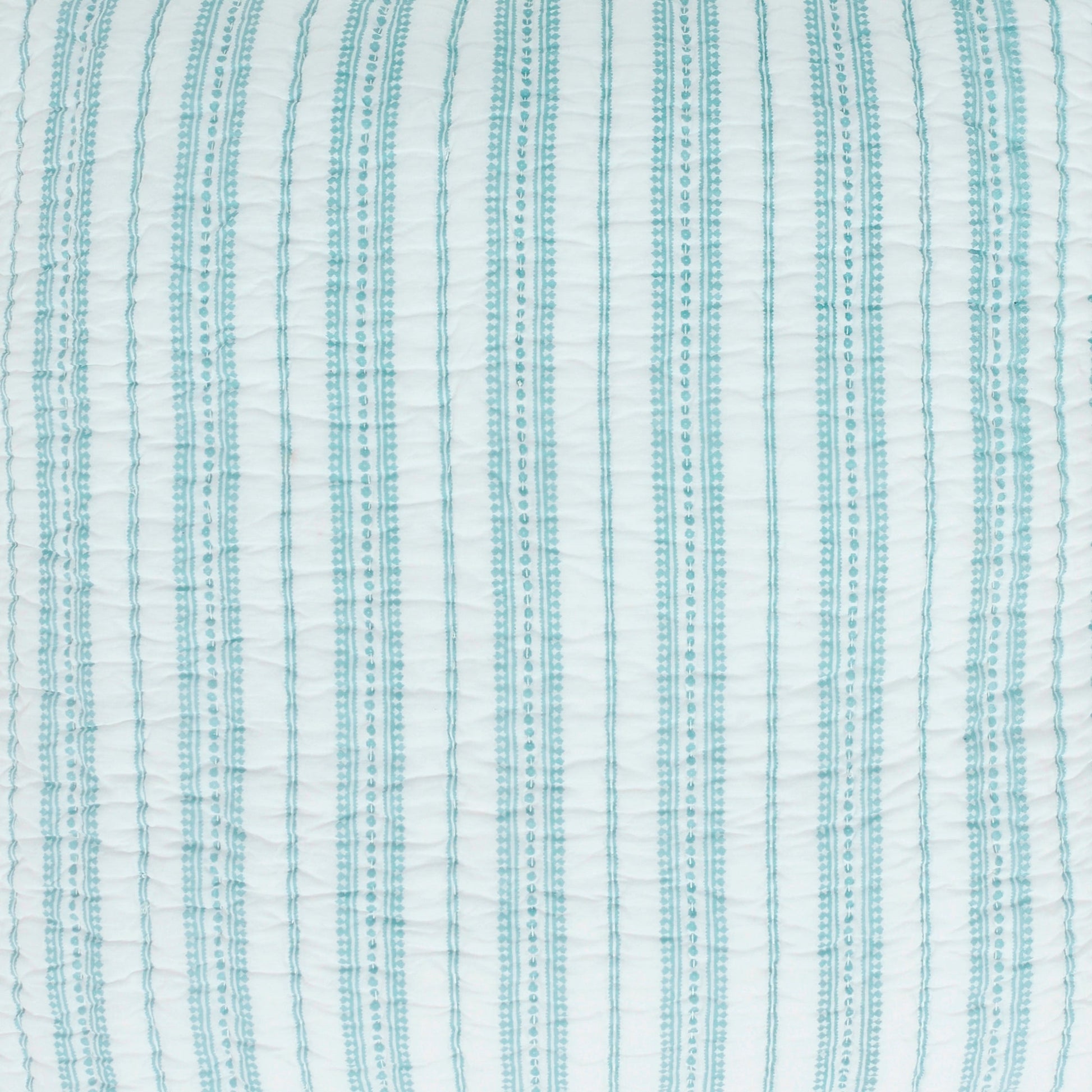 QT-347-11096_9|Close-up of a contemporary blue striped quilt, showcasing a textured pattern with elegant vertical lines for modern bedding.