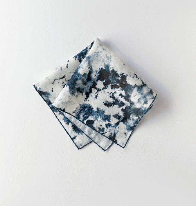 Grey Marble linen dinner napkin folded on place setting - Goldie Home