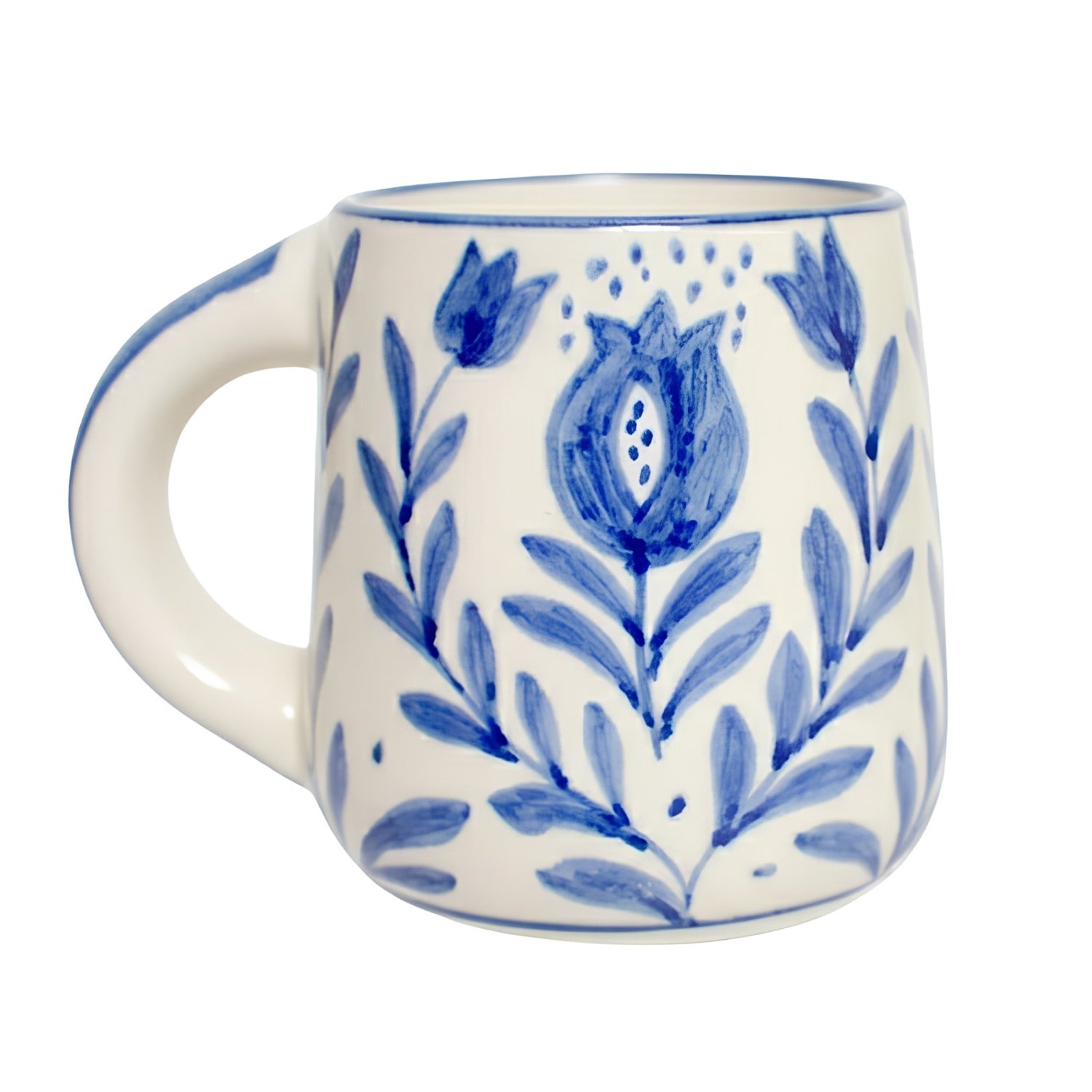 Casa Amarosa Blue Anaar Handpainted Stoneware Coffee Mug – 3.5x3 Inch