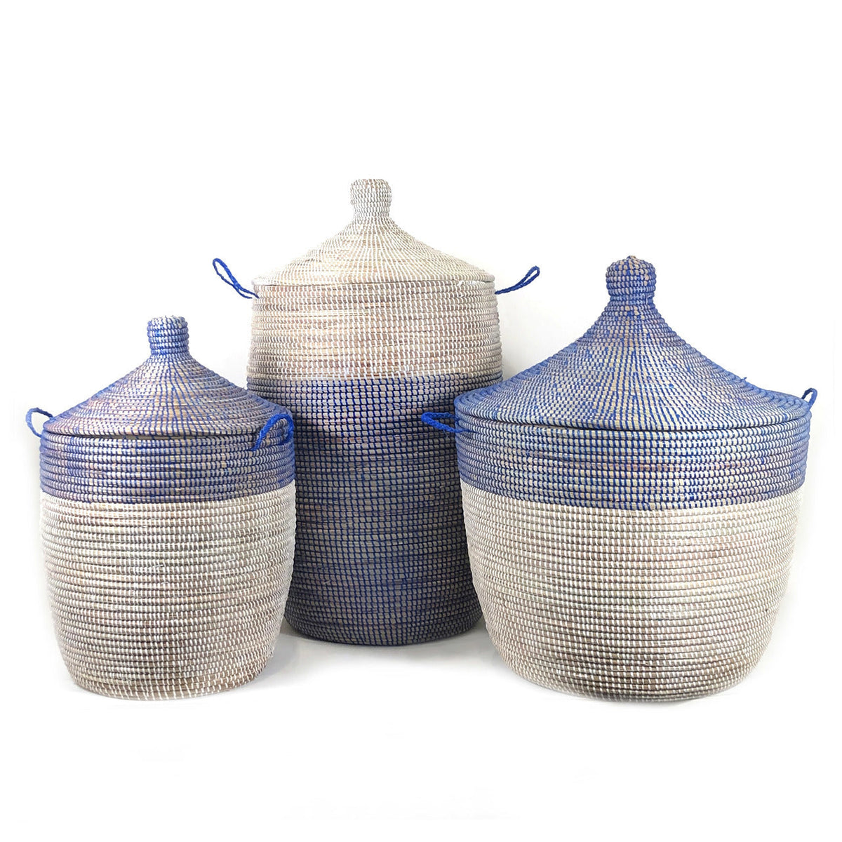 Navy and white large two tone basket set