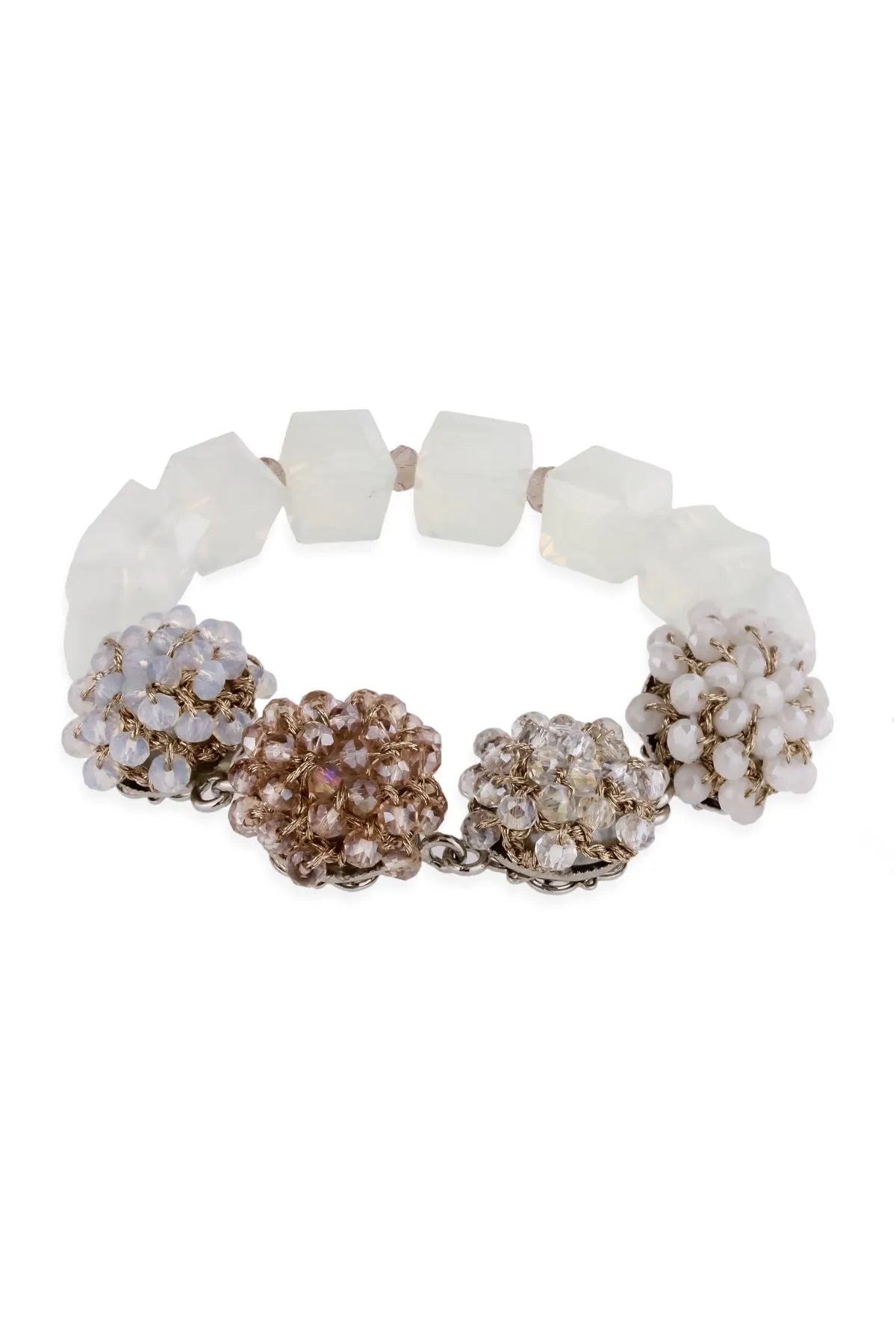 Clear Cluster Bracelet White