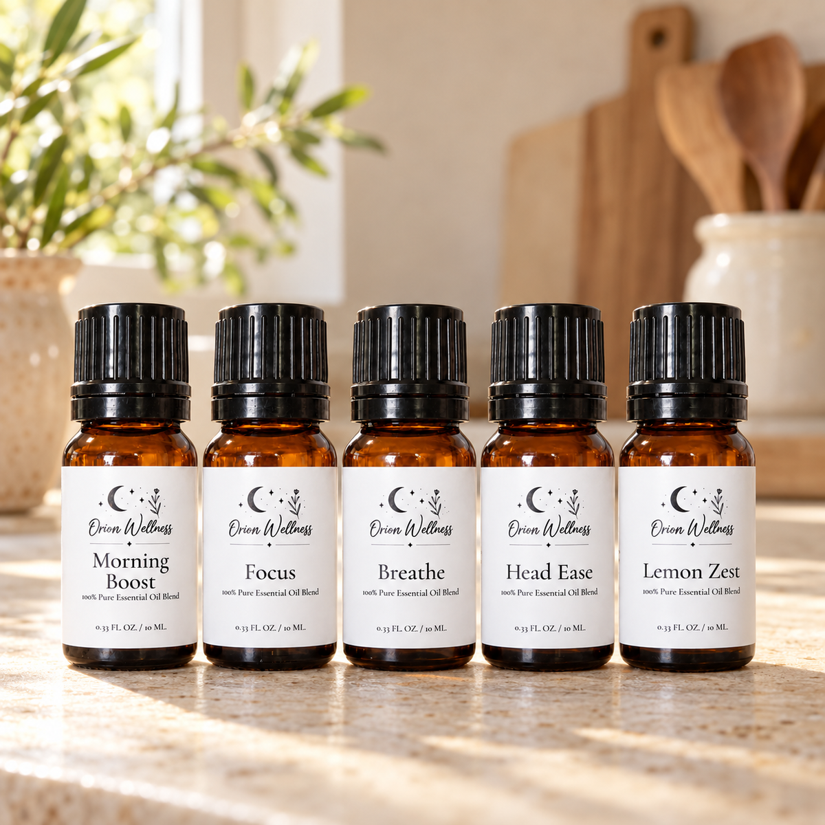 Orion Wellness daytime diffuser blend set in a home setting