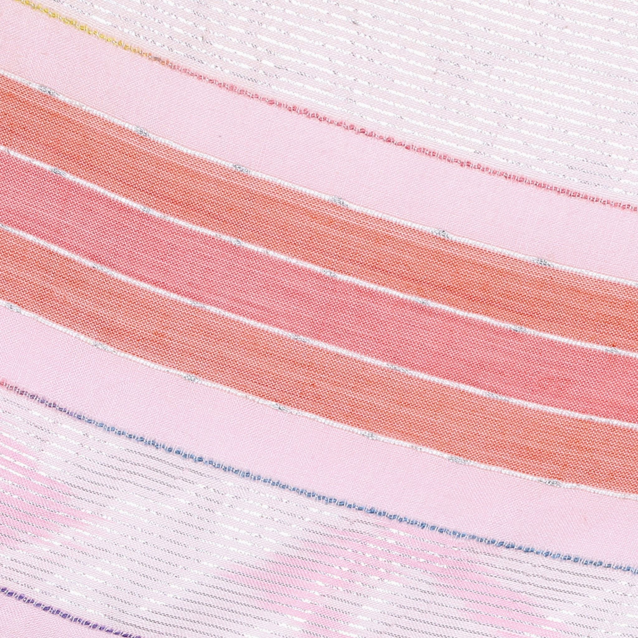 Shimmer Stripe Tassel Scarf - Pink