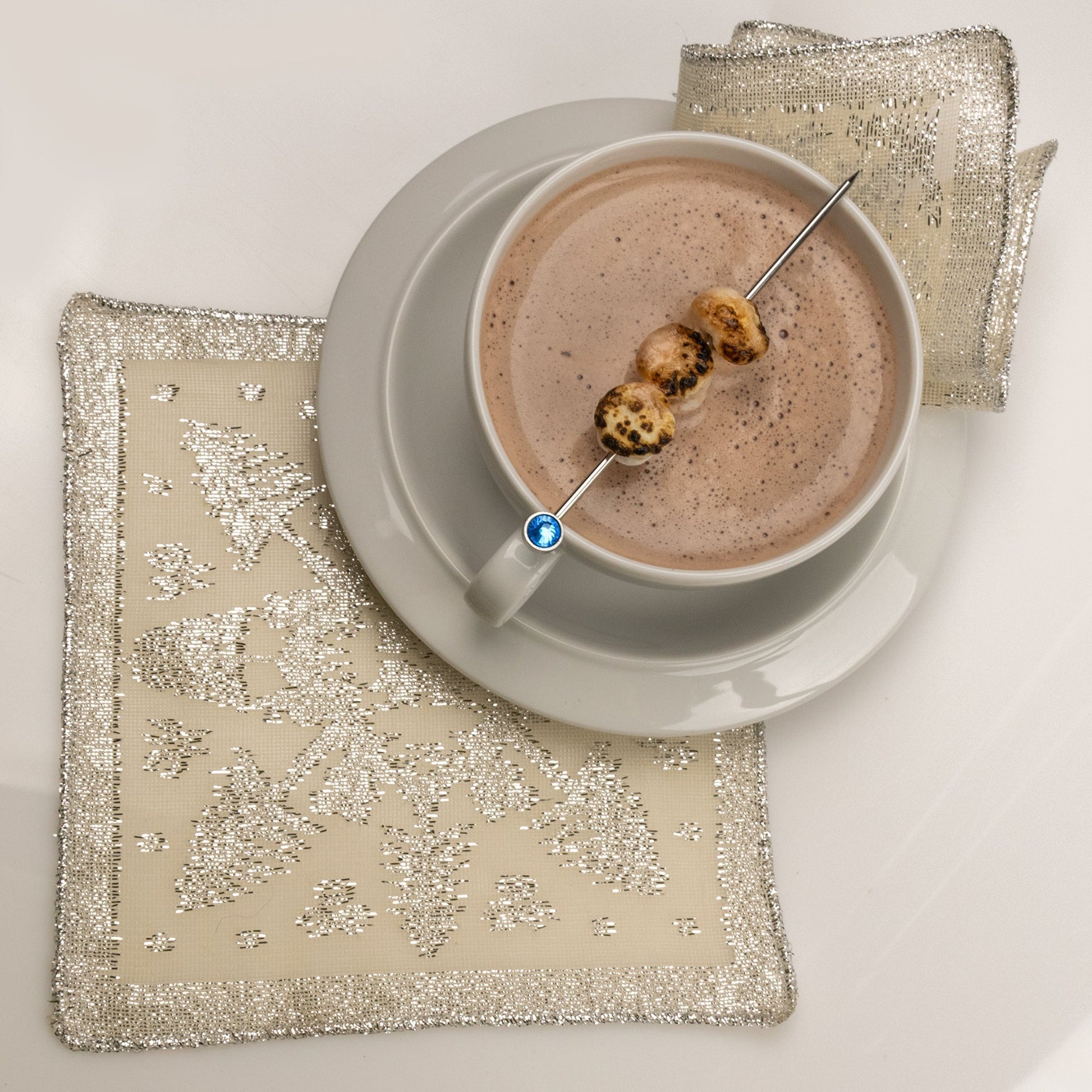 Prince of Scots Scottish Leno Gauze Cocktail Napkins ~ Silver Lurex ~-Home Gifts-810032752361-MadrasSilverNapkin-Prince of Scots