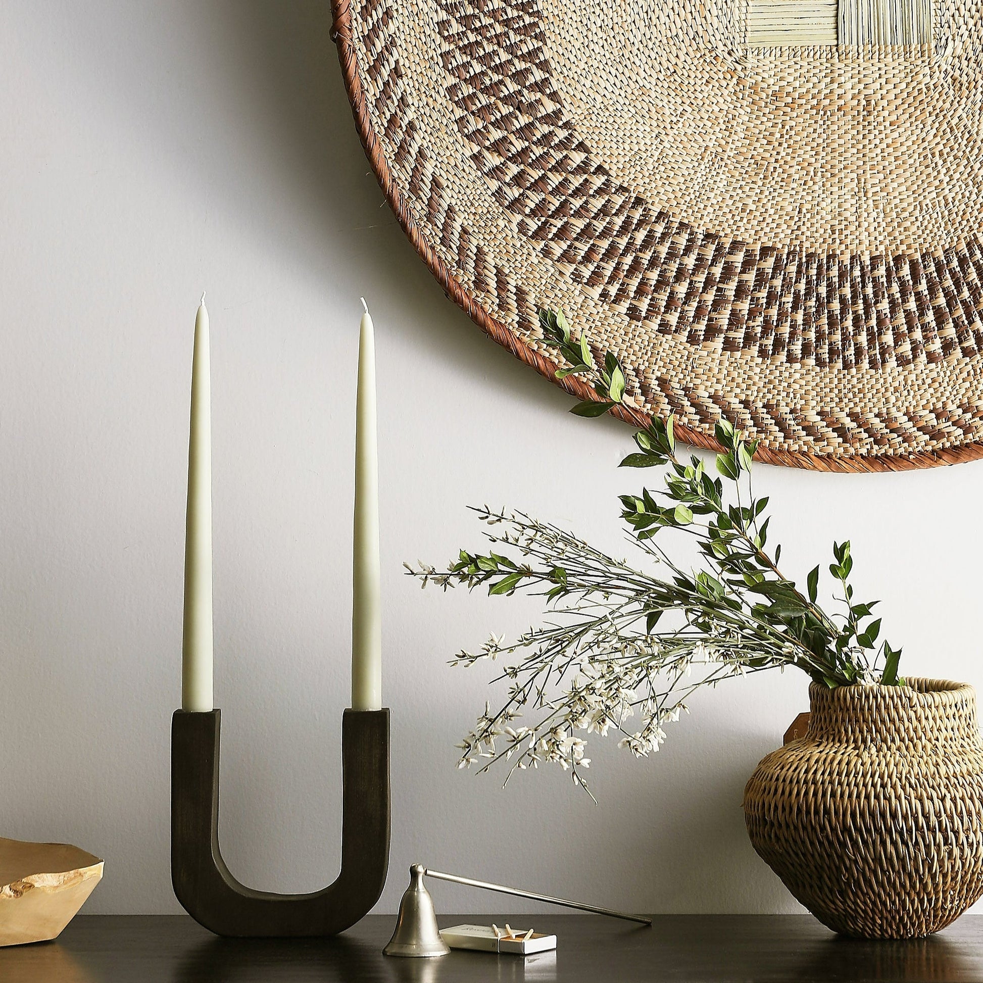 Handcrafted U-Shaped Wood Candle Holder