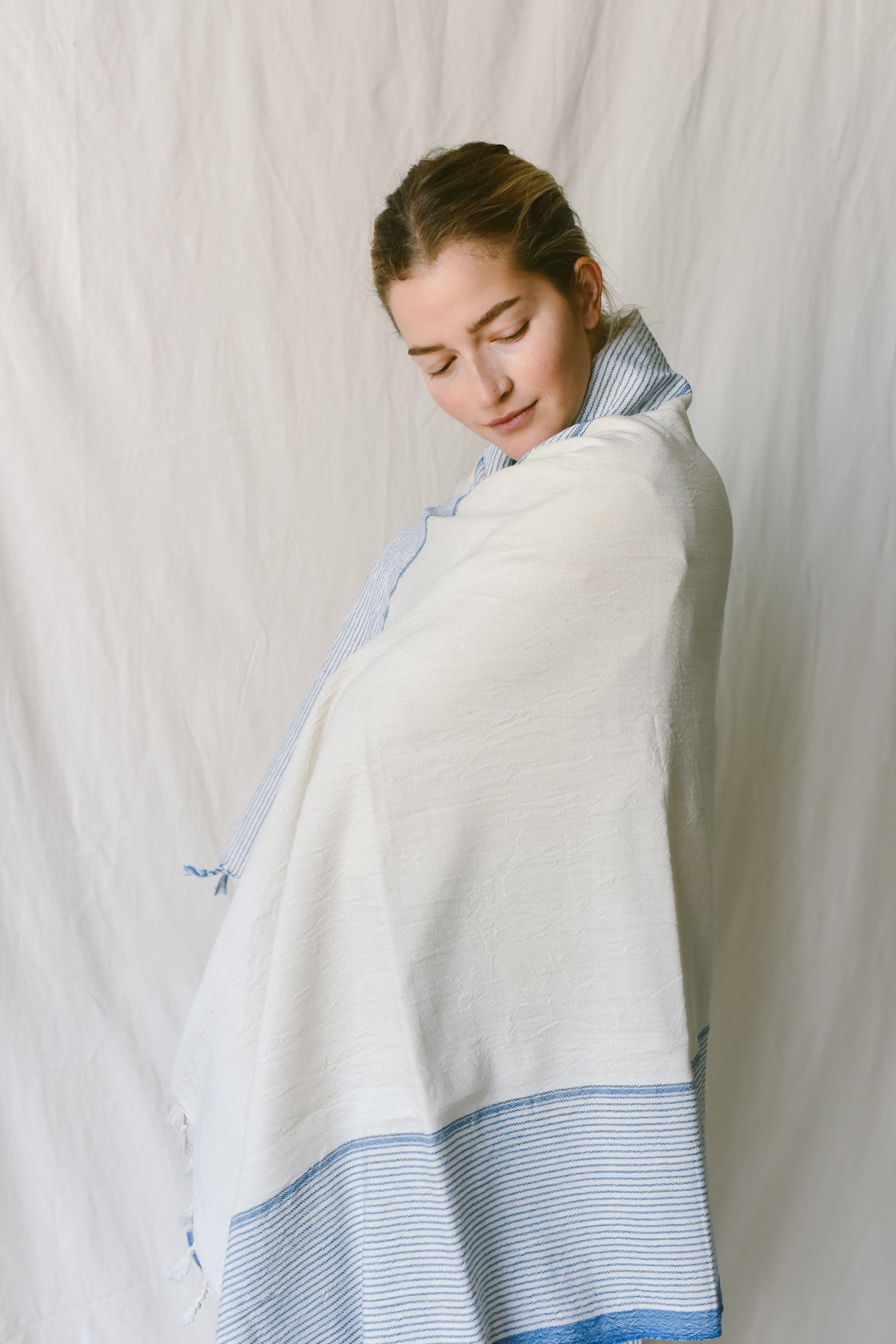 Ivory Blue Tribeca Towel