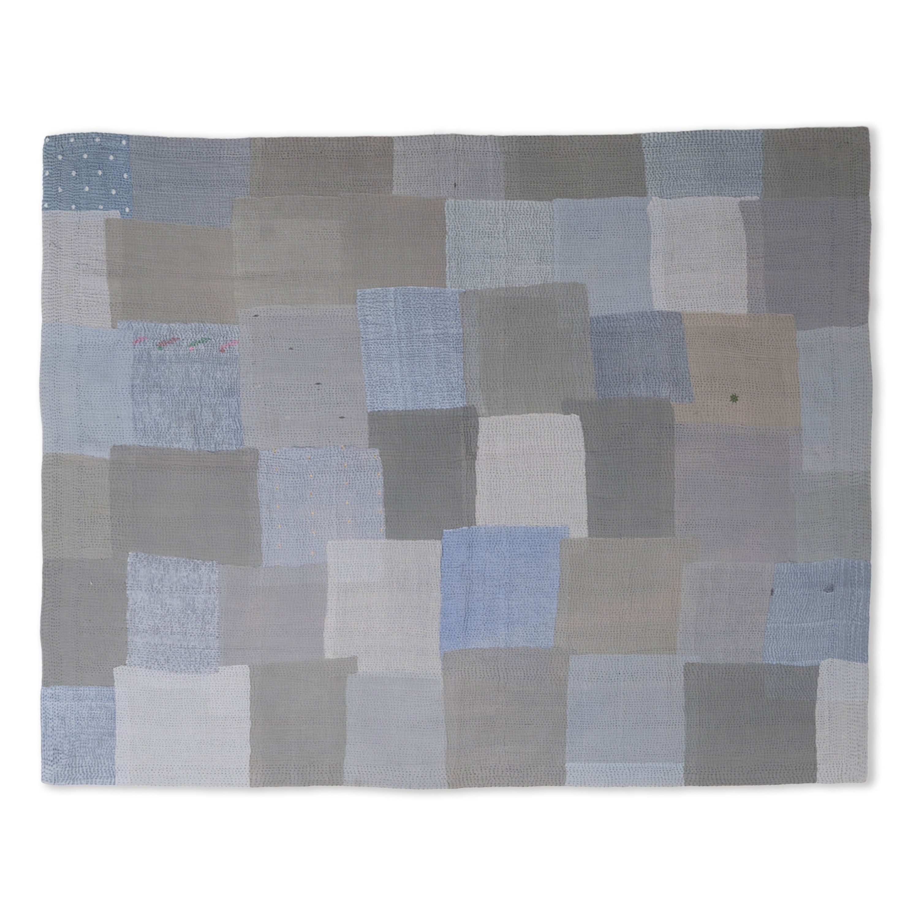 Mosaic Fray Patch Vintage Kantha Throw - Hydrangea