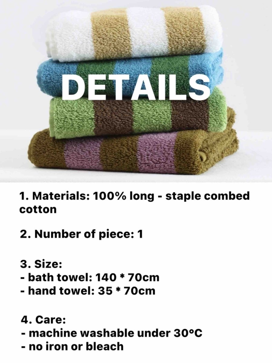 Ultra Soft Absorbent Retro Stripe Bath Towel - 100% Organic Premium Combed Cotton - Retro Stripe Towel - Mangrove - INSPECIAL HOME