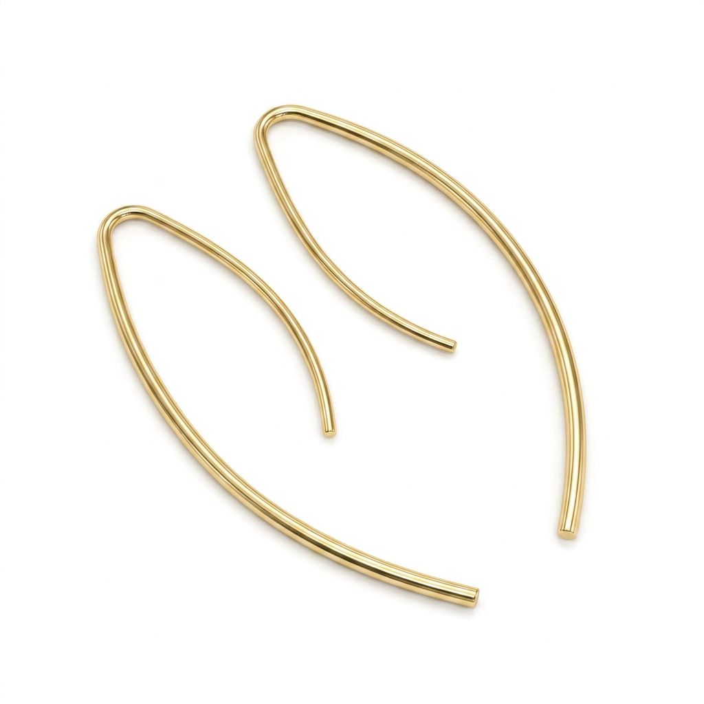 curved stick drop earrings brass_Fair anita