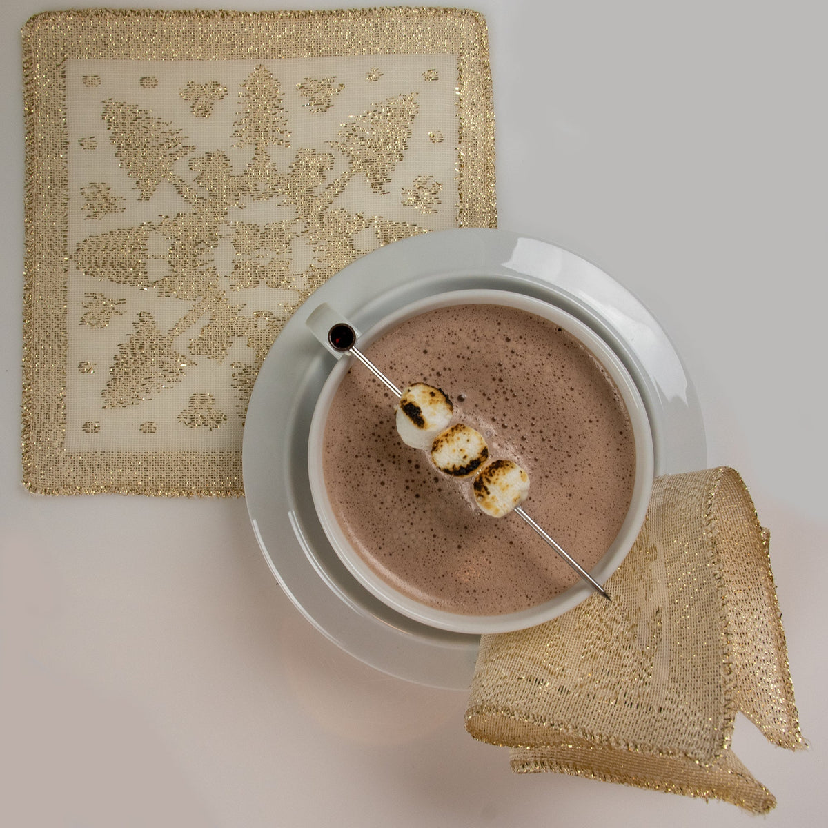 Prince of Scots Scottish Leno Gauze Cocktail Napkins ~ Gold Lurex ~-Home Gifts-810032752354-MadrasGoldNapkin-Prince of Scots