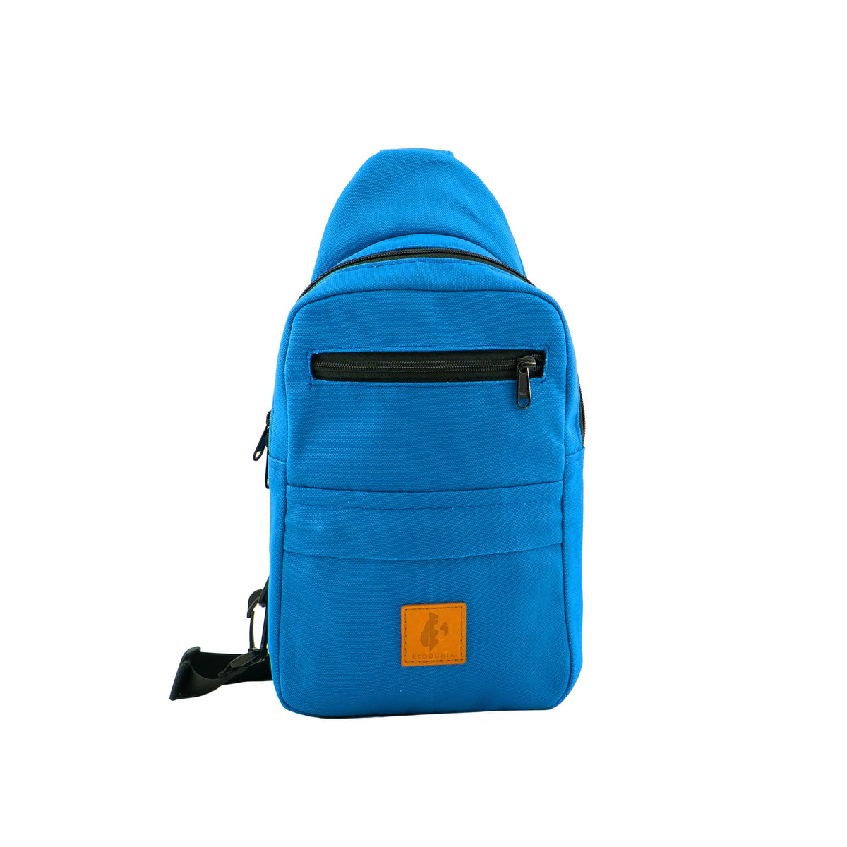 Umoja canvas sling bag in Zilly Blue worn crossbody #color_zilly-blue