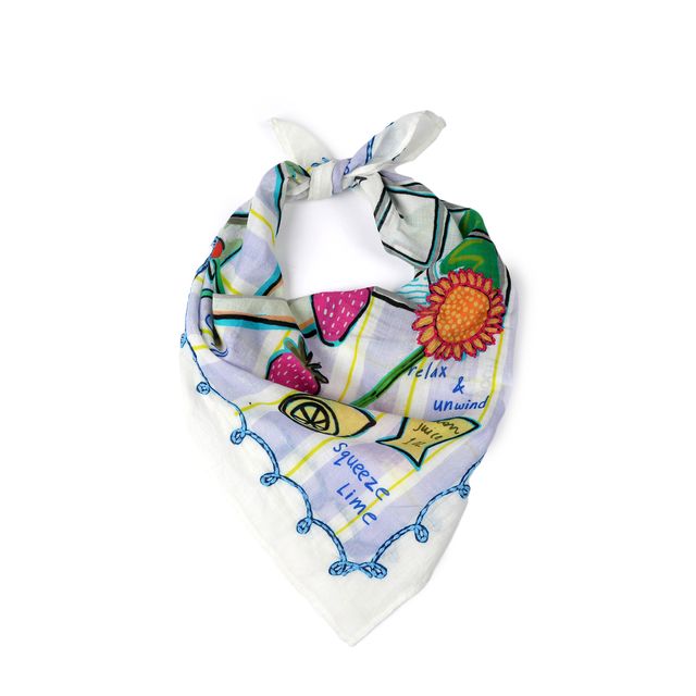 Sunset Sip Cotton Bandana - Ivory