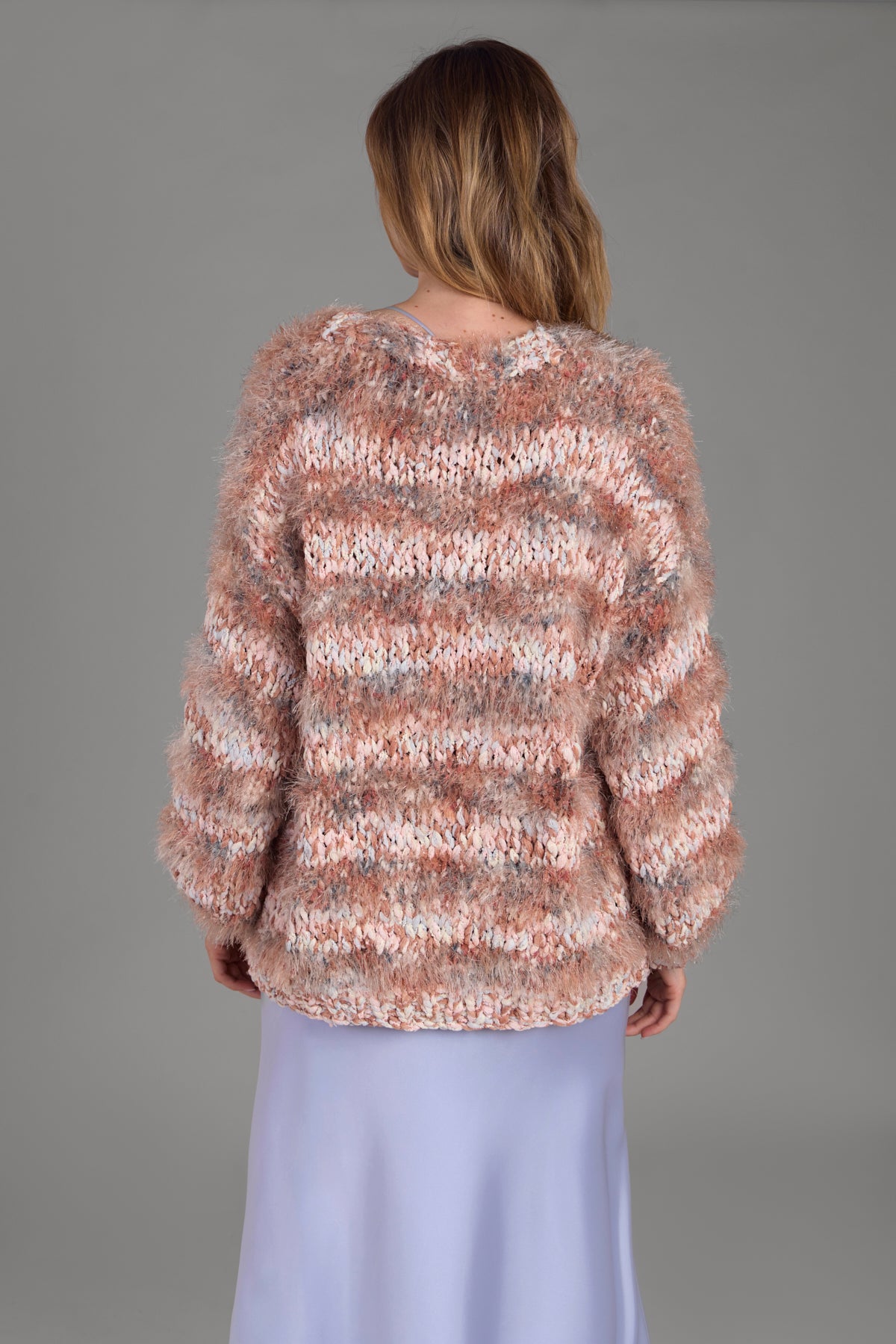 Eyelash Hand Knit Cardigan - Seashell