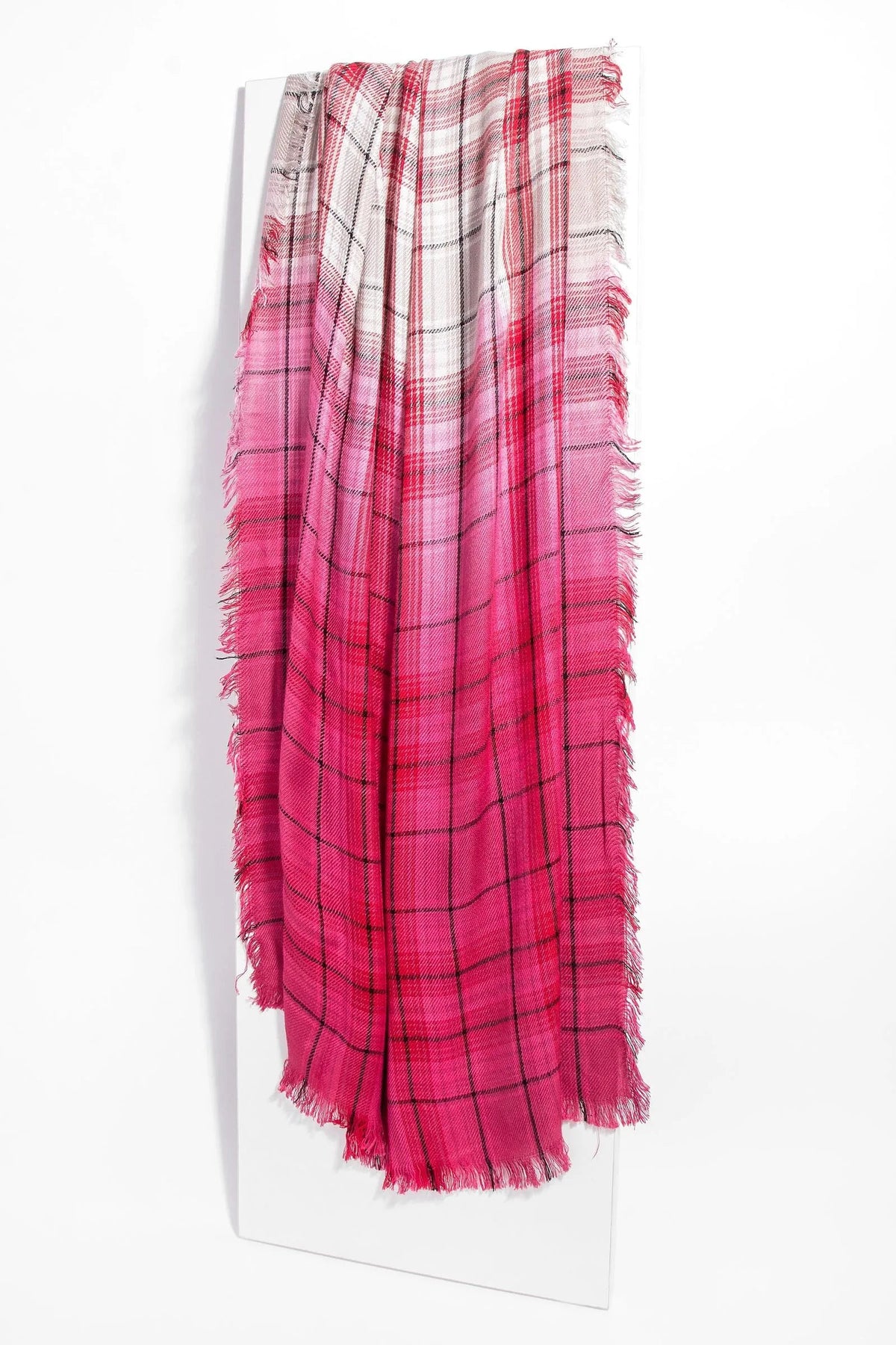 Queens Plaid Ombre Scarf Fuchsia