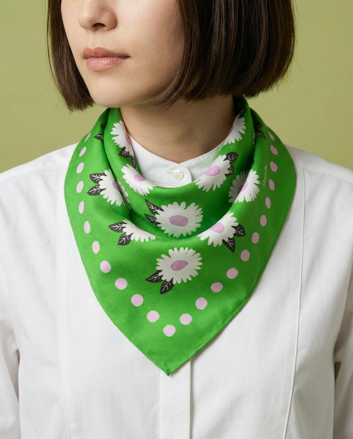 White Flower Cotton Silk Bandana