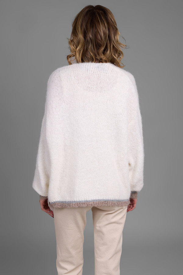 Soft Knit Mohair Cardigan Sweater - White