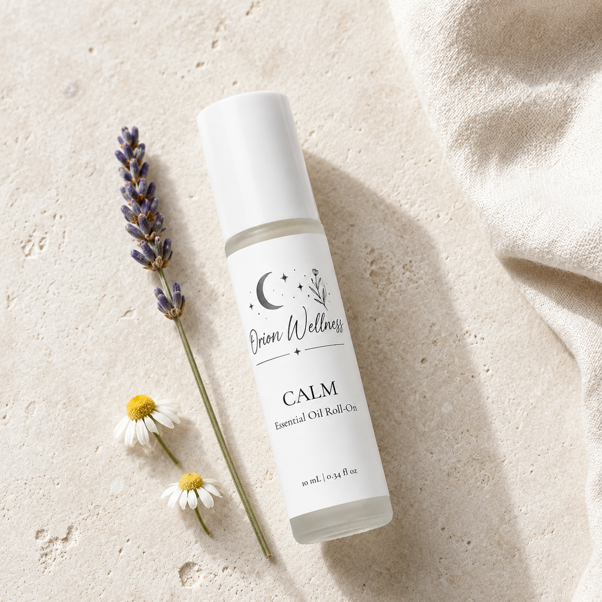 Calm Essential Oil Roll-On lifestyle view, included in Happy Home Gift Set