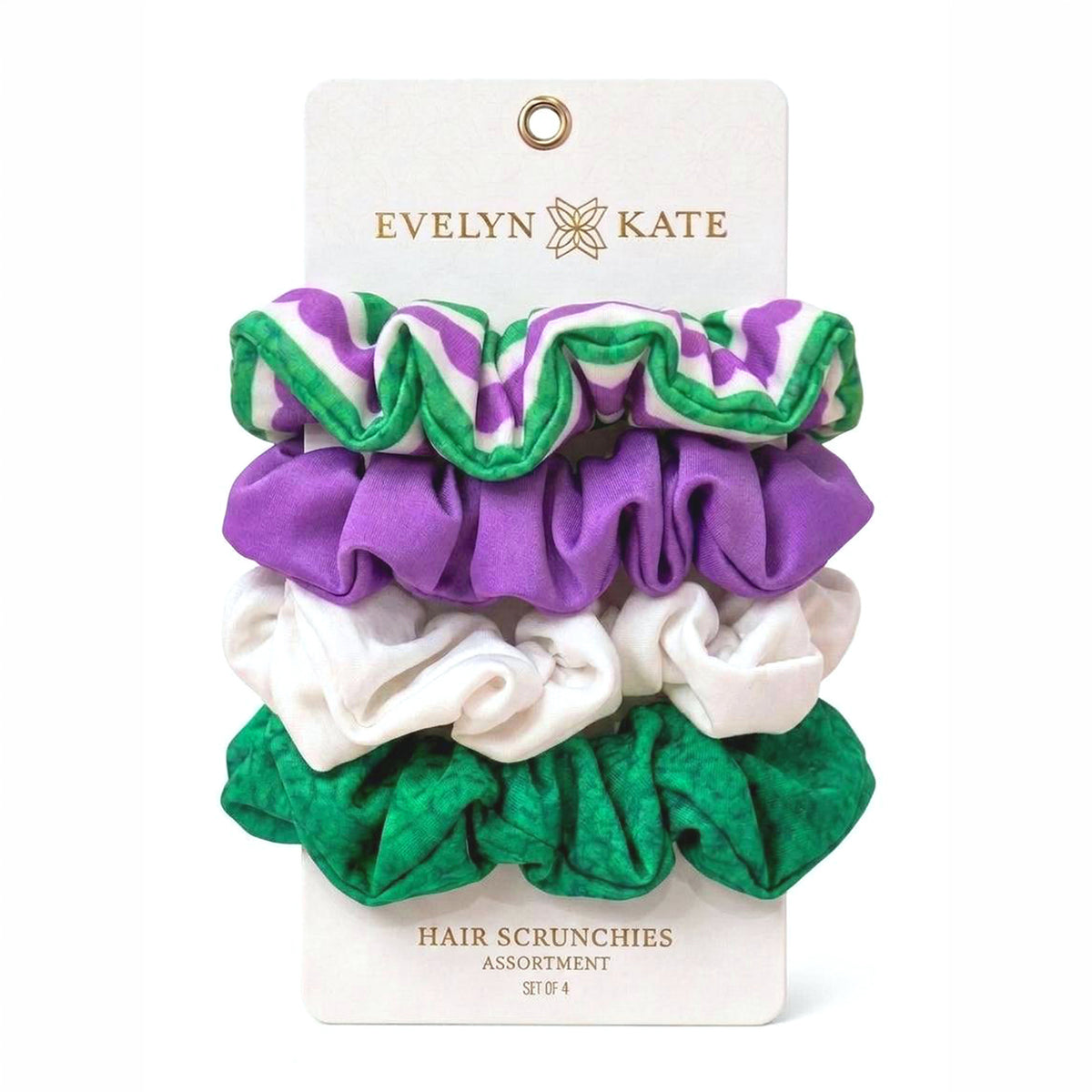 E&K Hair Scrunchies: Kelley Green Mirror Assortment (set of 4)