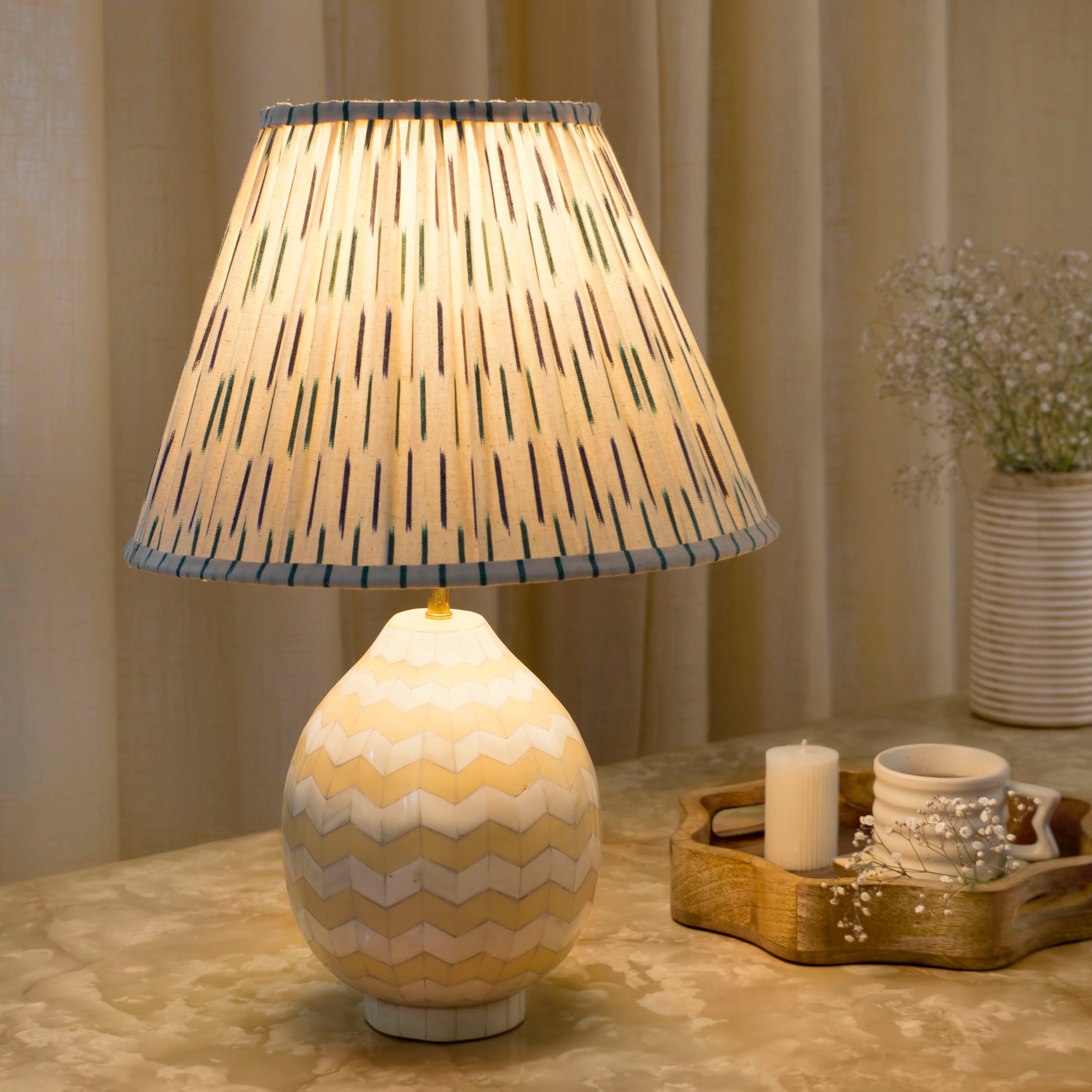 Ivory Herringbone Table Lamp - Thumbnail 3