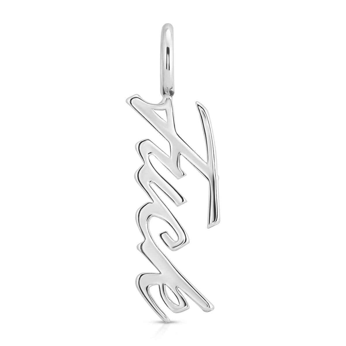 Silver Angel pendant on Silver Script Pendant Fuck necklace showcasing stylish jewelry vibe