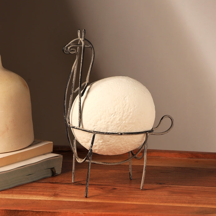 Eco Mix Elephant & Llama Sculpture with Metal Feet | Sustainable Decor