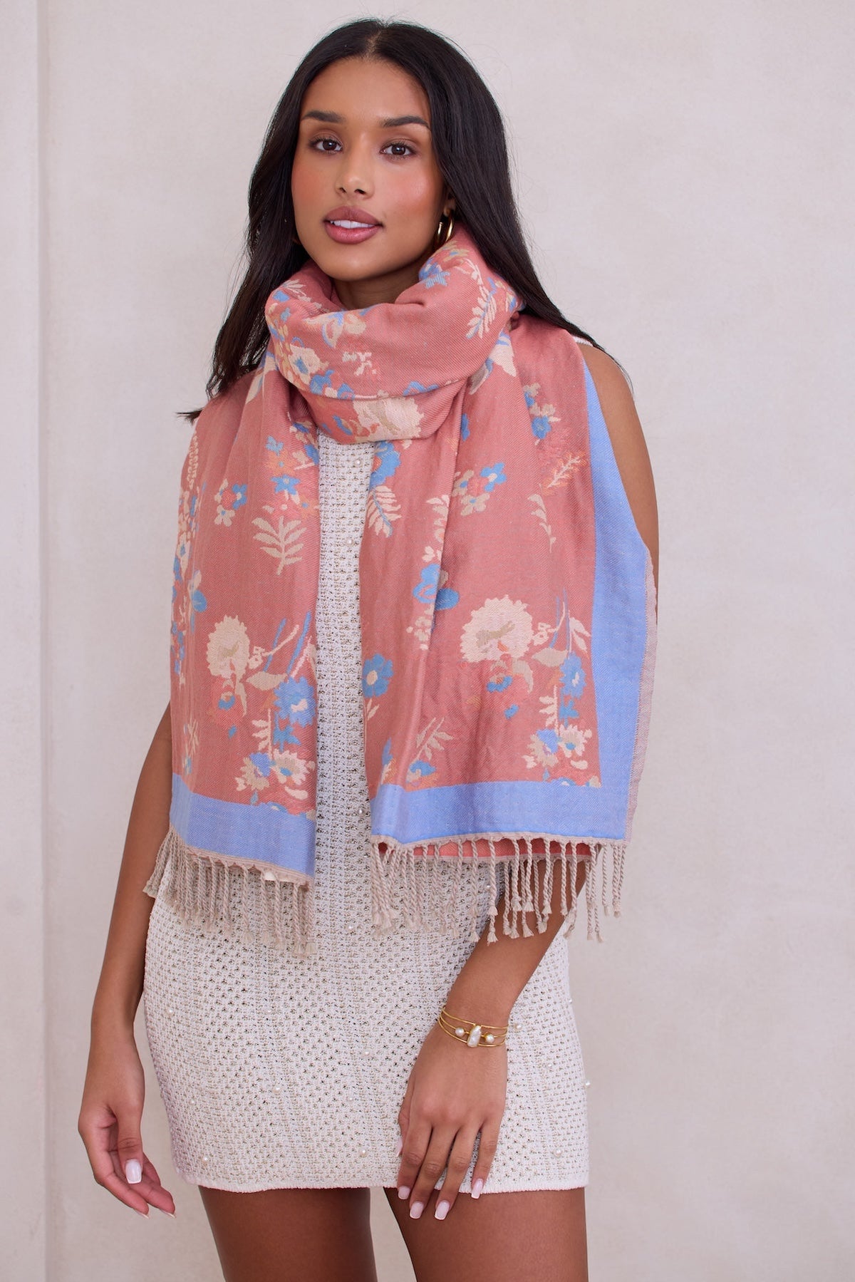 Fiore Pastel Reversible Scarf - Pink