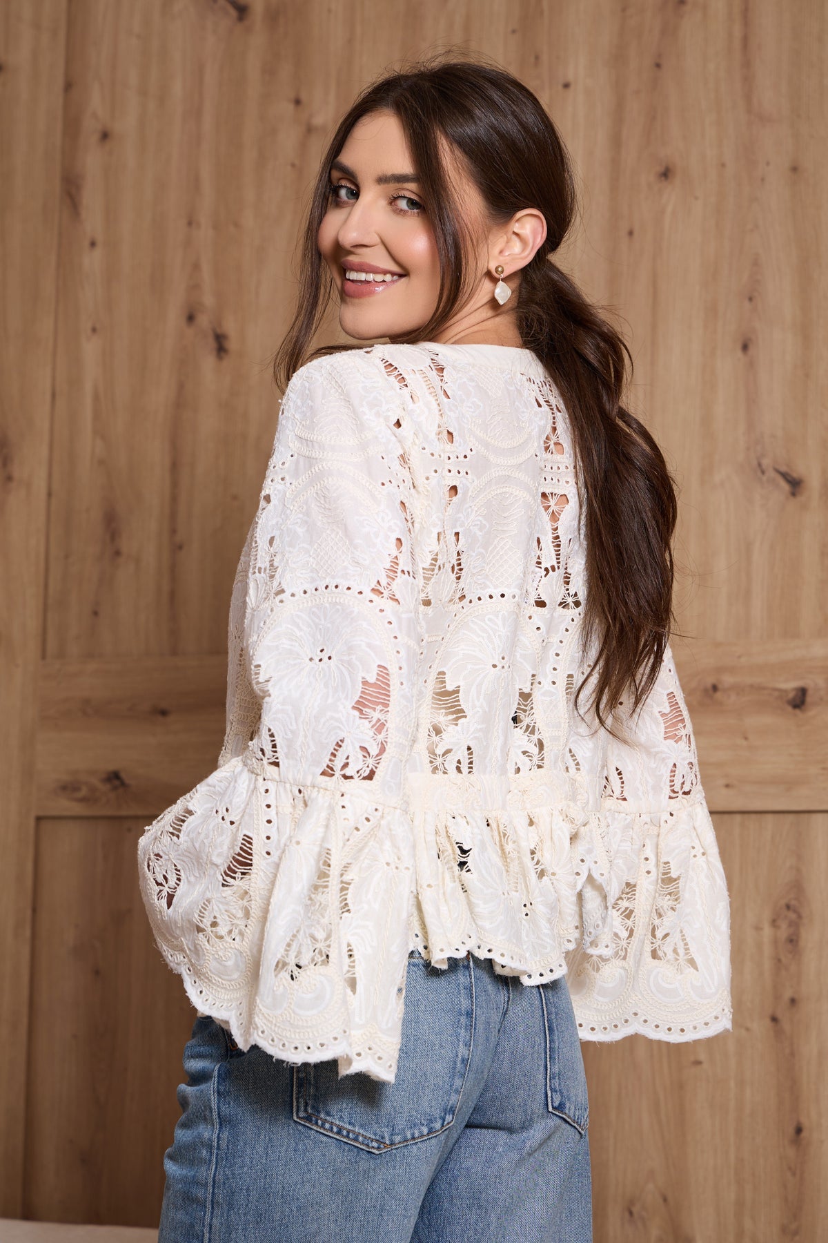 Antique Lace Ruffle Top - Ivory