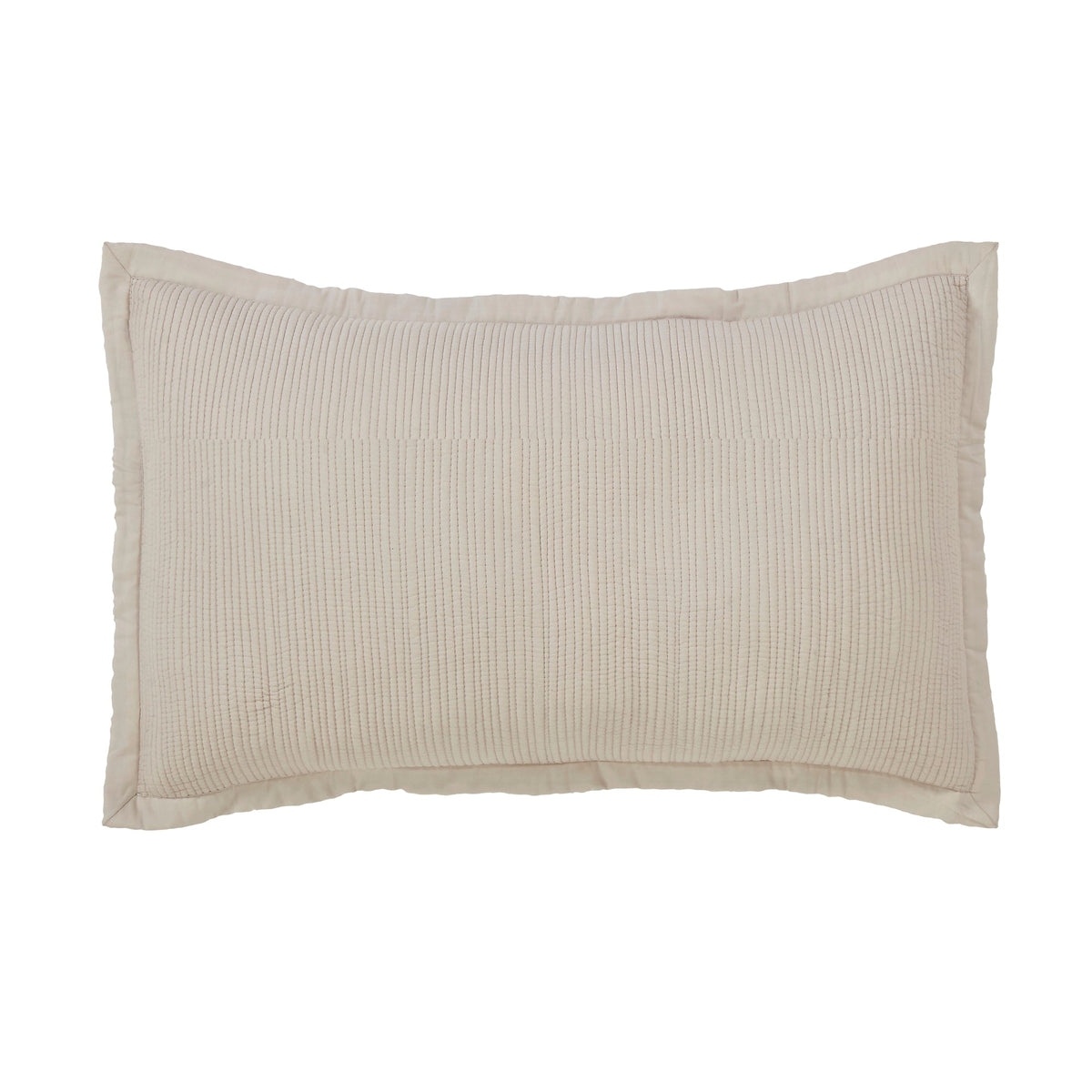 KS-161-2036_1|Cozy beige quilted coverlet pillow sham, featuring a delicate ribbed texture, adding traditional elegance and comfort.