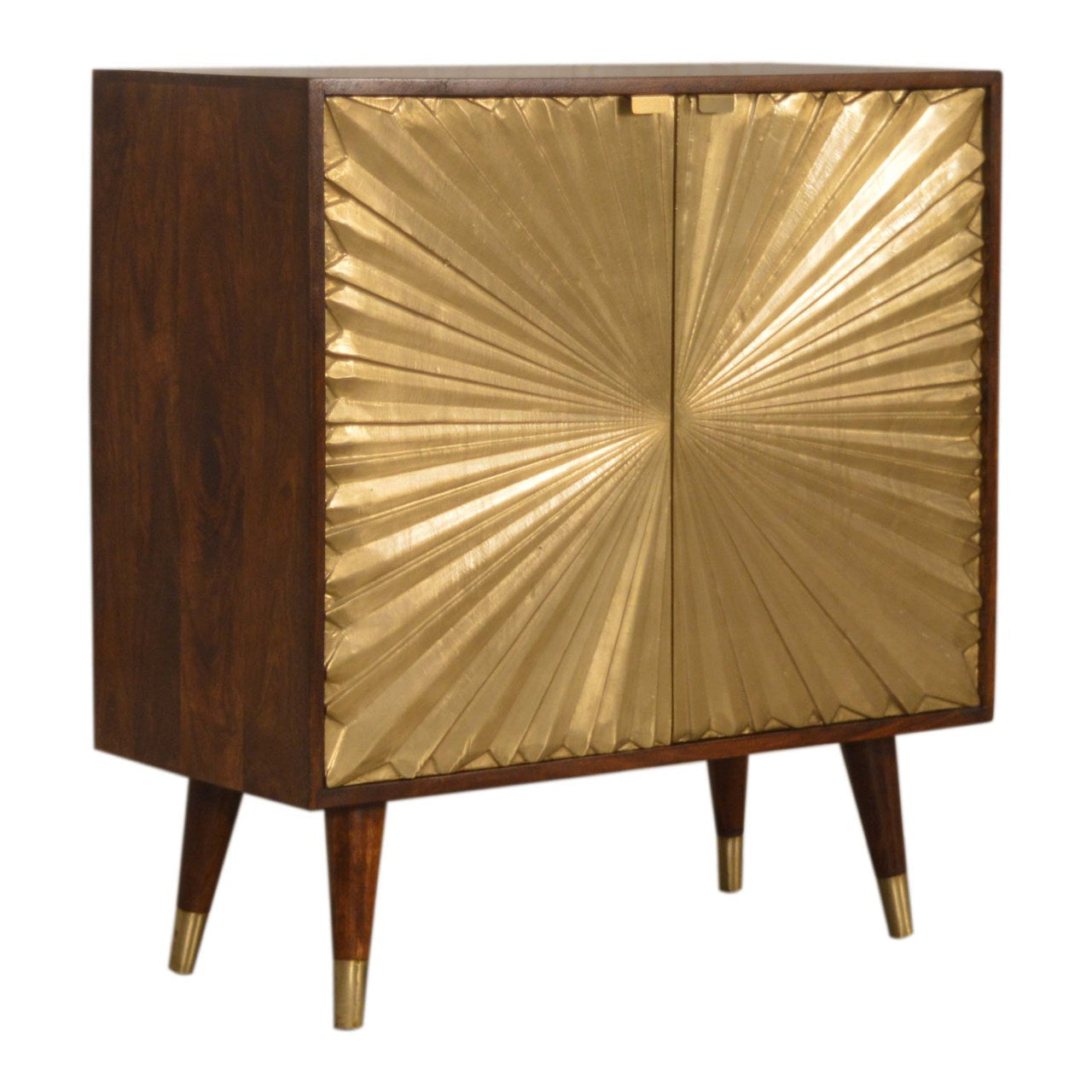 Solid Wood Manila Gold Cabinet, 2-Shelves, Brown