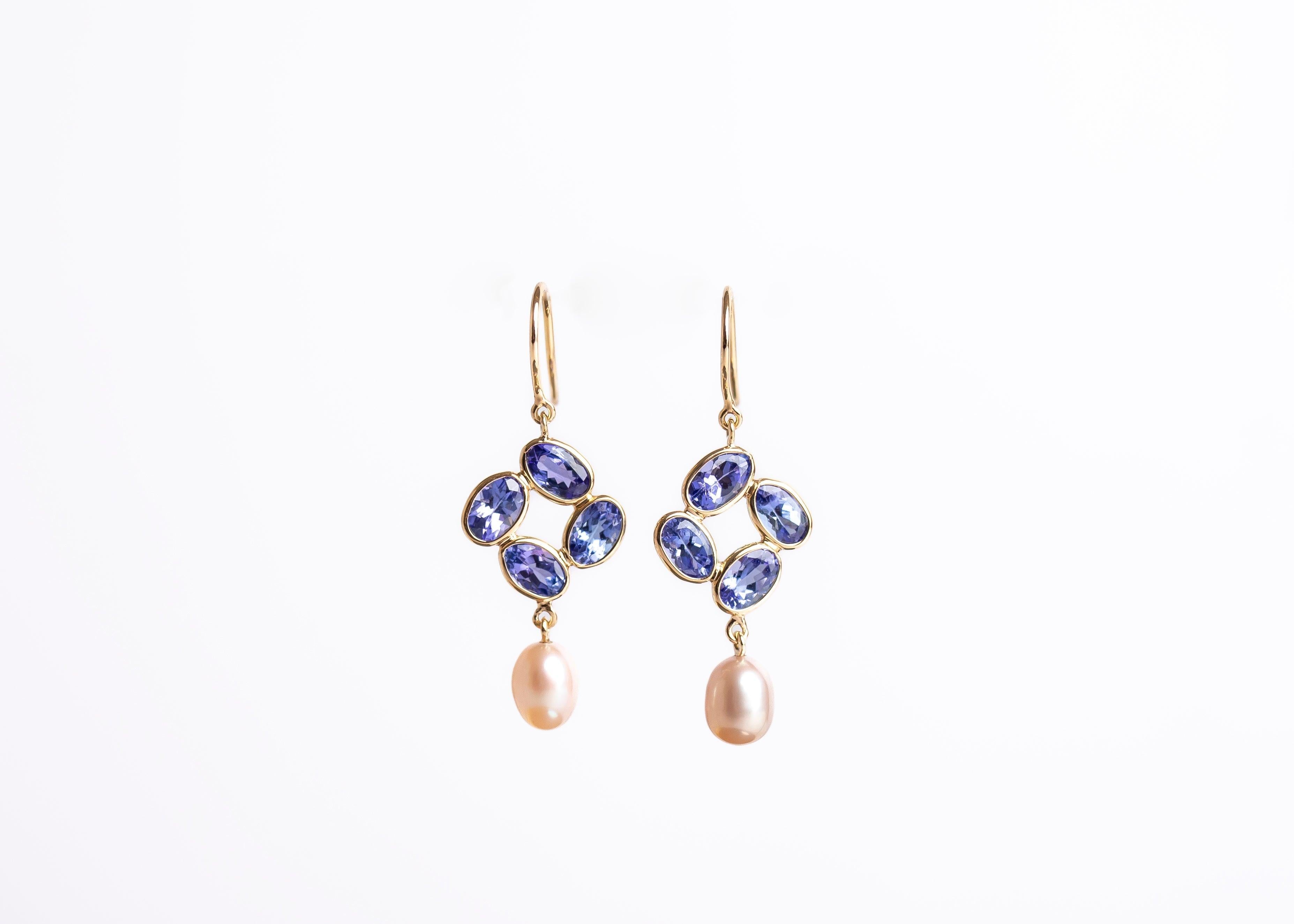 Tanzanite Spark Earrings minimal everyday fine jewelry in solid gold and sterling 925 silver with natural gemstones.