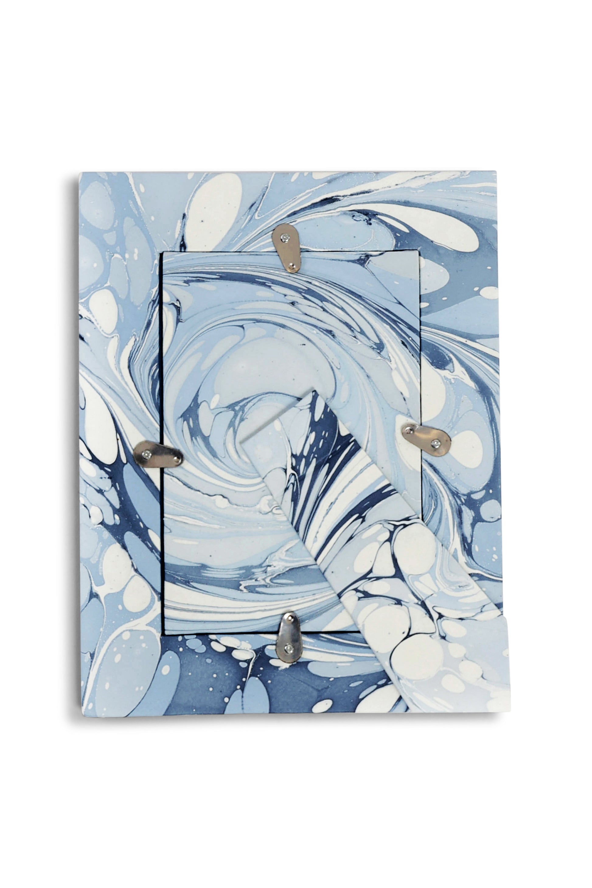 Hand-marbled Ocean Wave pattern 4x6 wall-mounted picture frame with metal accents from Inner Child
