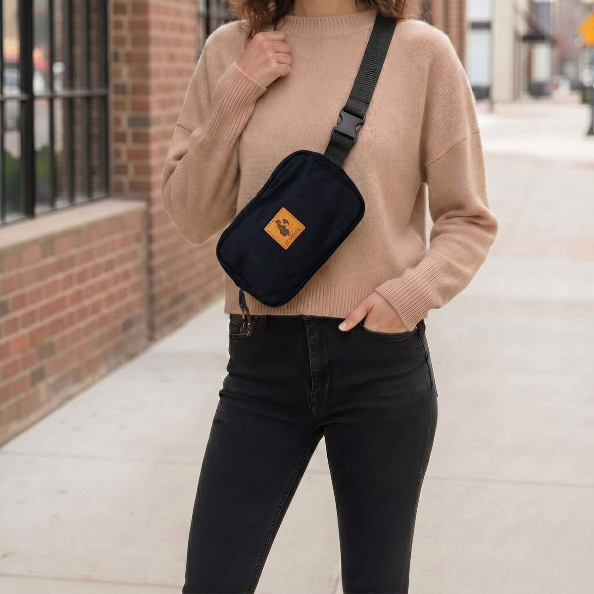 Canvas Crossbody Belt Bag Pouch, The Everywhere Belt Bag #color_black