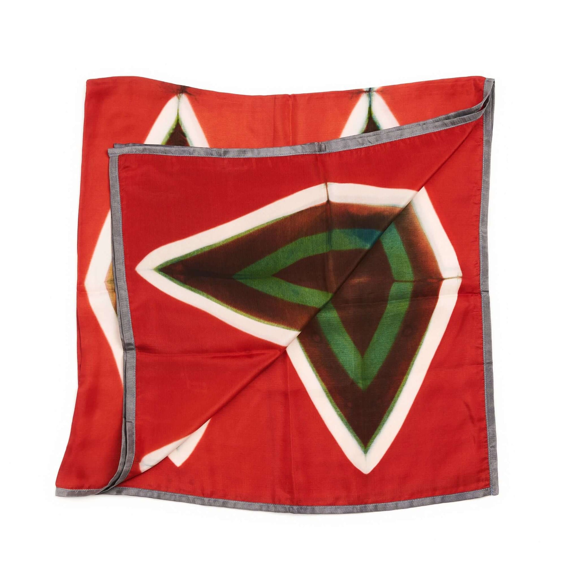 Fawn Square Silk Artisanal Scarf In Multicolor Hand Crafted Shibori Print, showcasing vibrant colors and unique patterns.