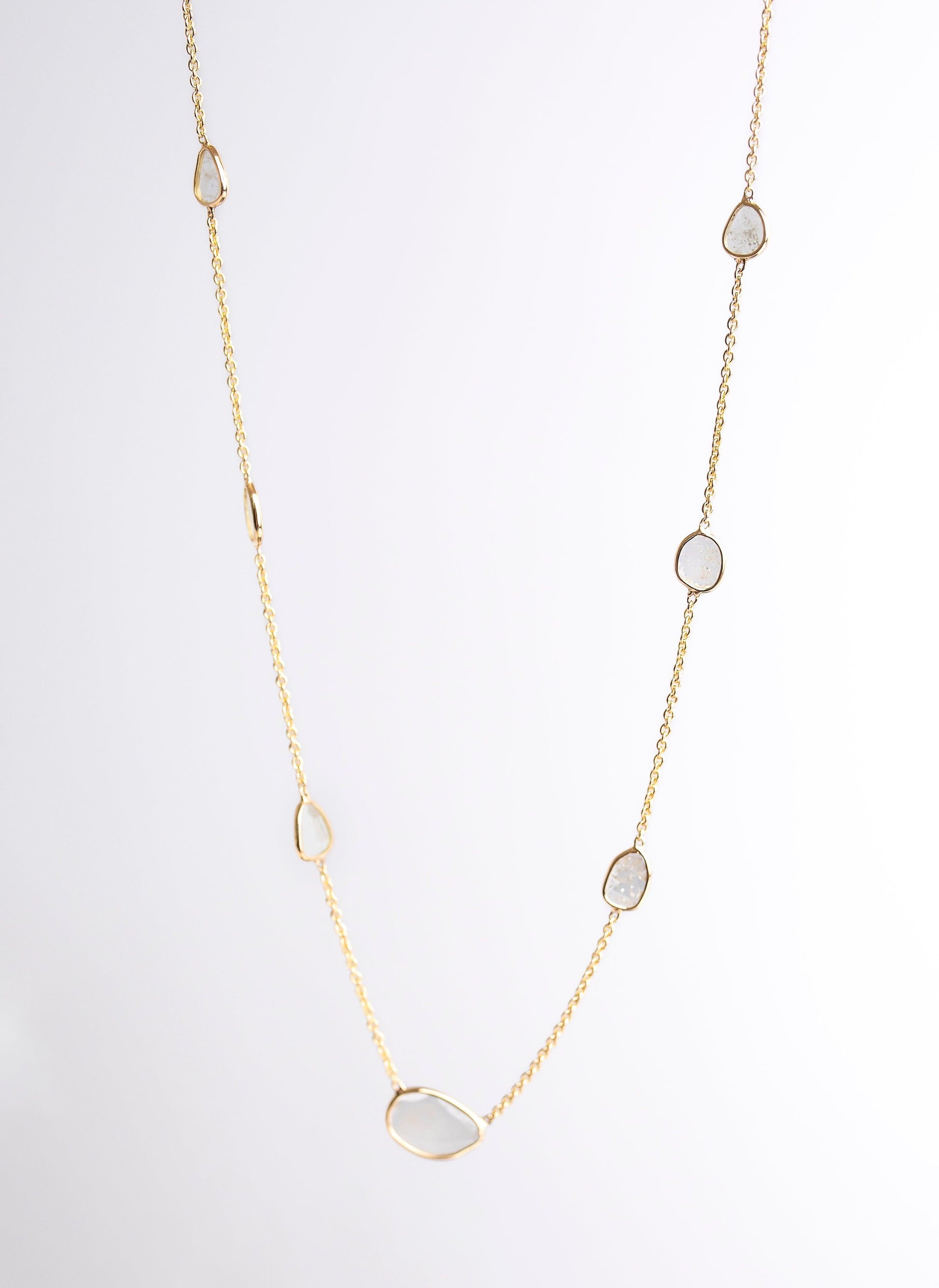 Moonlight Pendant Necklace minimal everyday fine jewelry in solid gold and sterling 925 silver with natural gemstones.