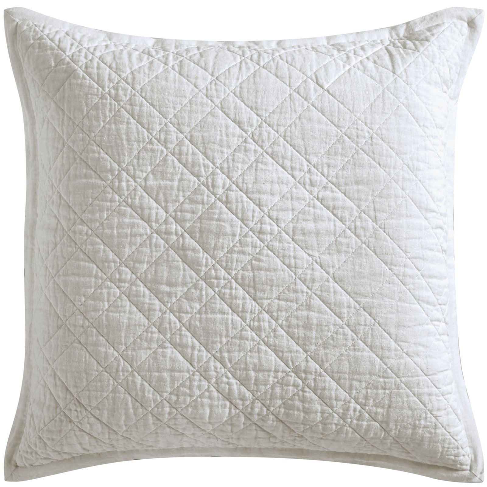 ES-254-2626-PO1220-LOT1_1|Light ivory quilted Euro sham with an all-over diamond pattern and a straight edge border, a coverlet sham.