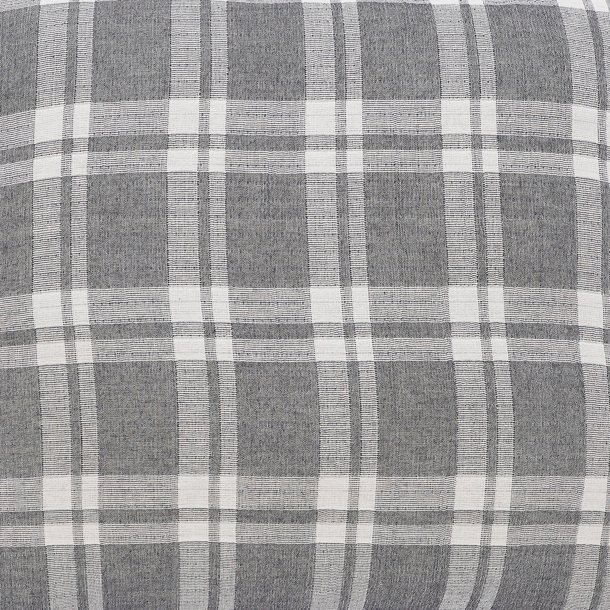 TP-116-1640_2|Grey and white fabric pillow cover with a traditional plaid pattern. Features a distinct woven check design.