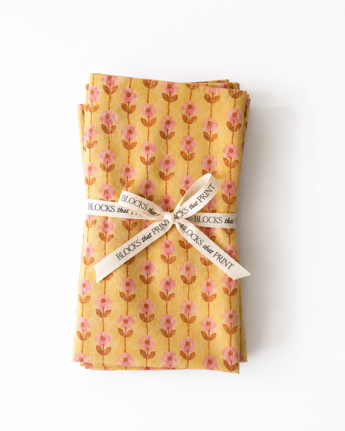 Sunwashed Yellow Vine Large Block Print Napkins (Set of 4)
