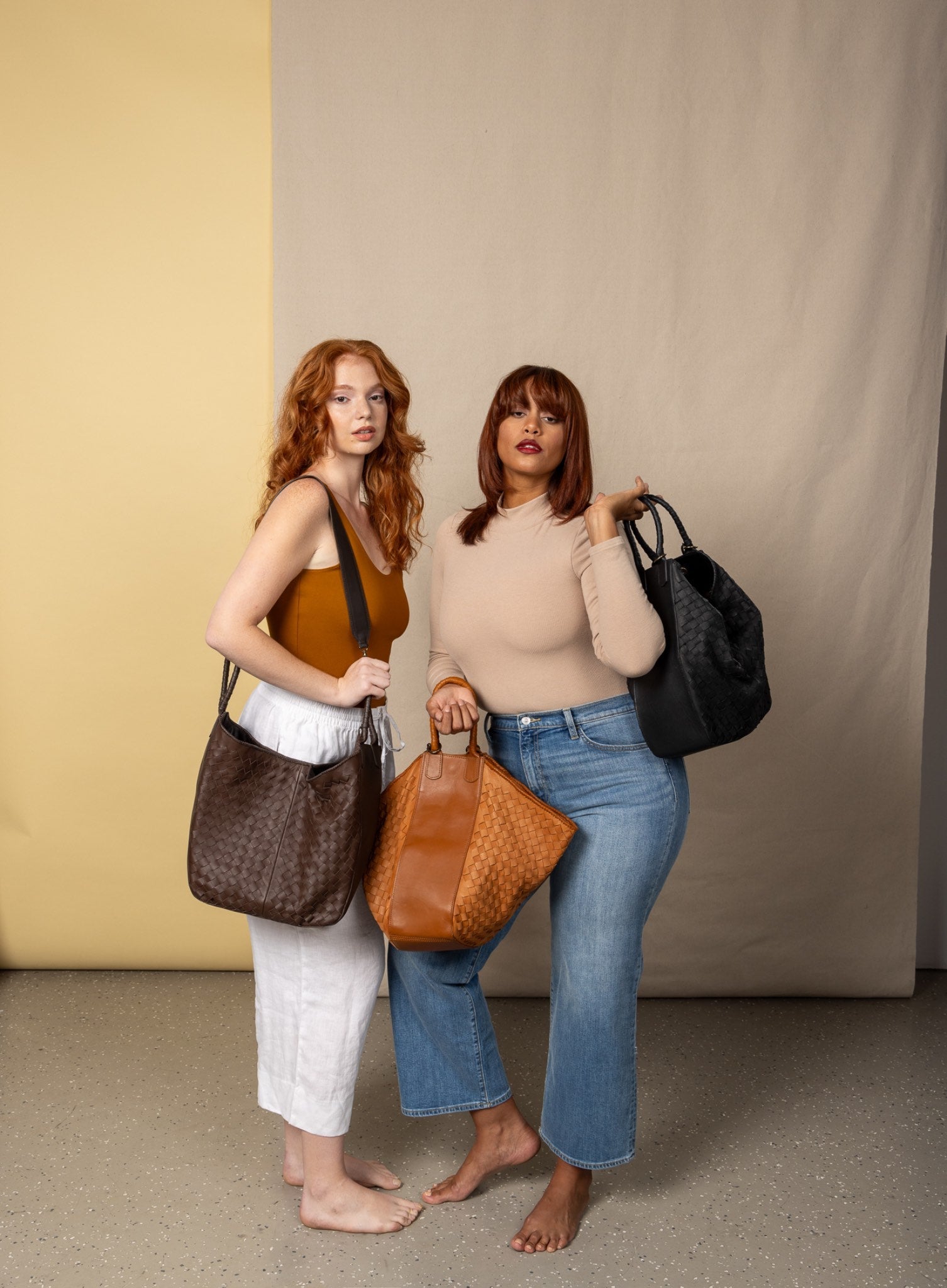 all day leather tote in camel from our womens together collection showcasing it open side view.