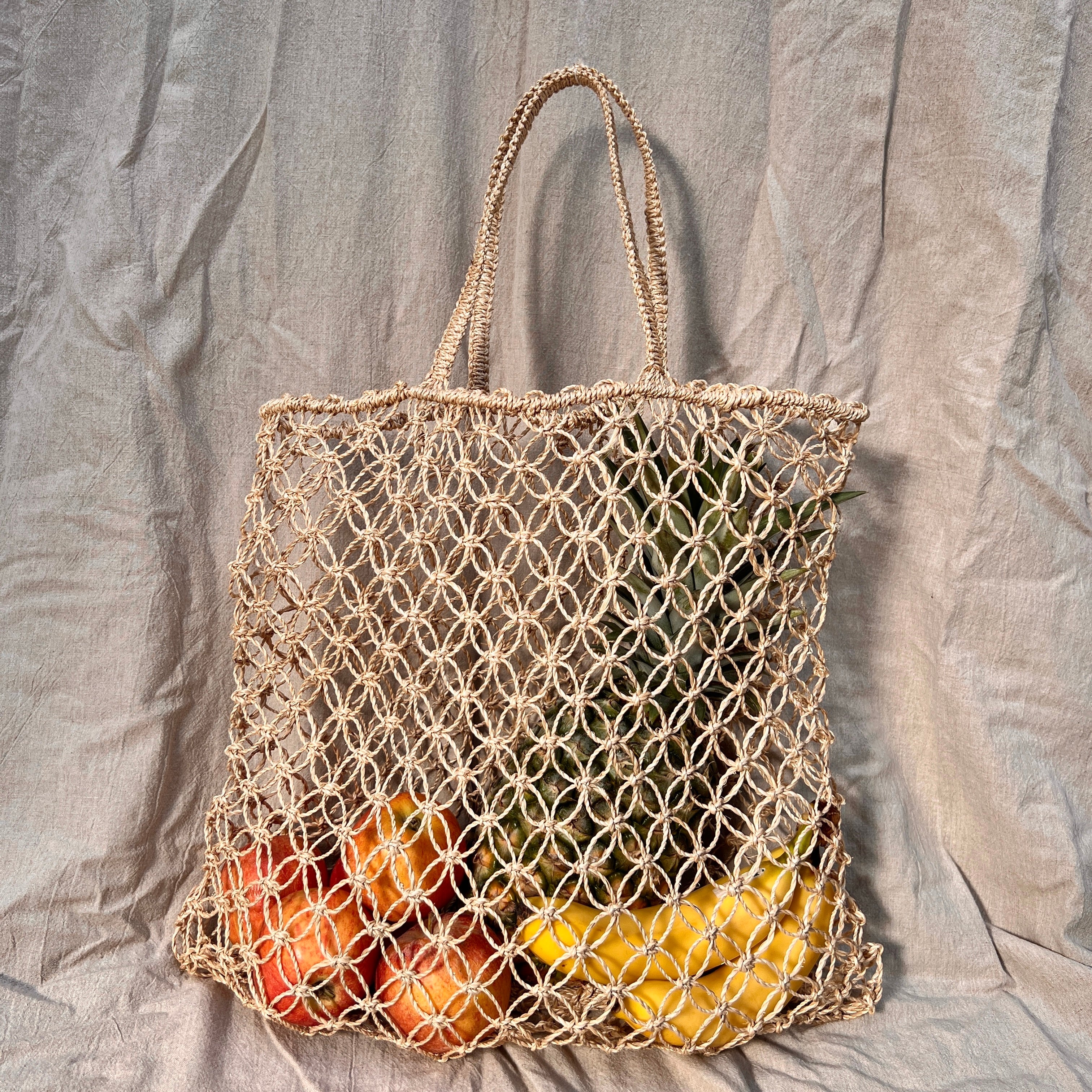 Isla Macramé Market Tote Bag, Natural