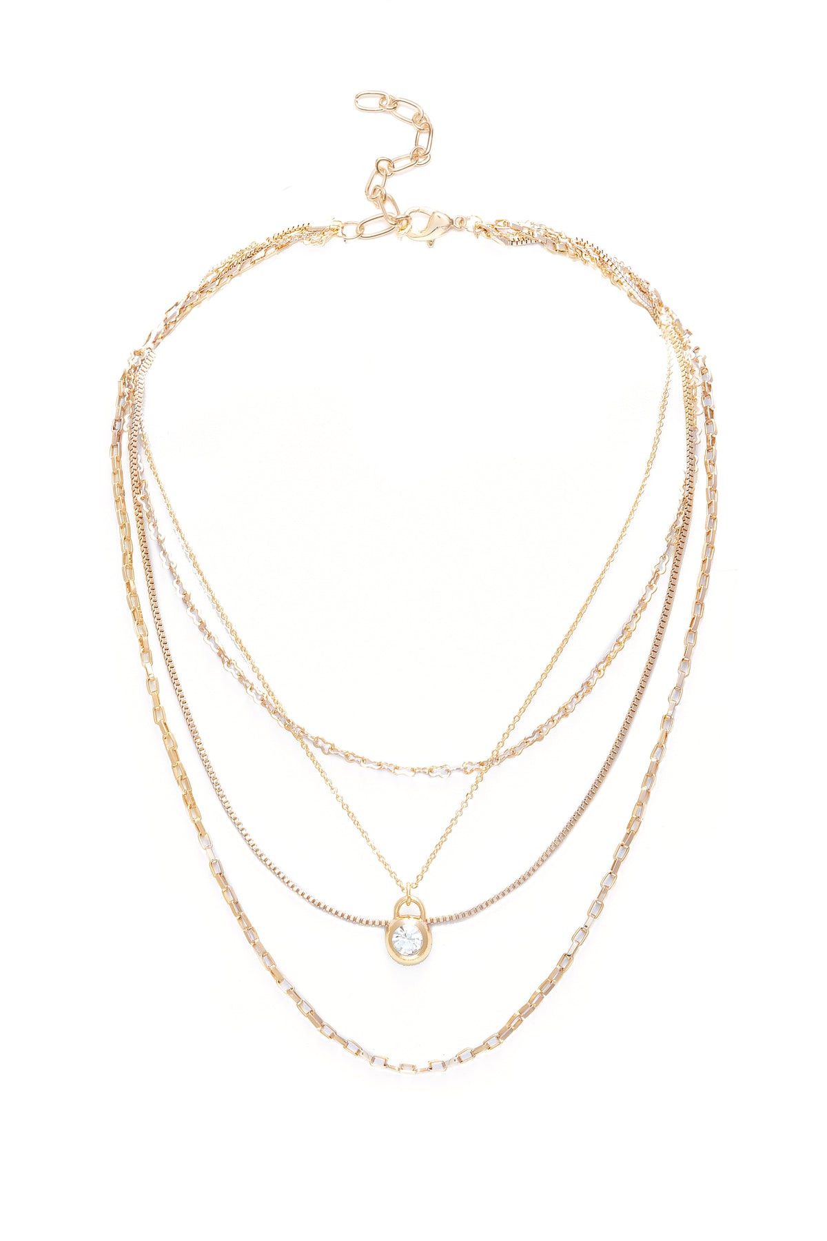 Layered Gold Chain Delicate Pendant Necklace - Gold