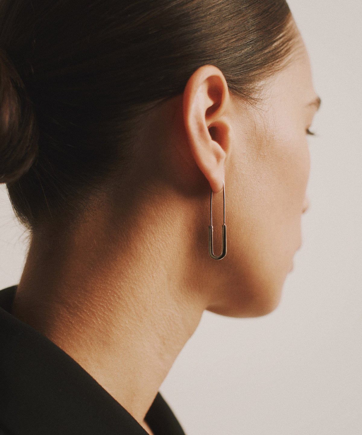 Theo Paper Clip Earrings in 14k recycled gold vermeil, view 2
