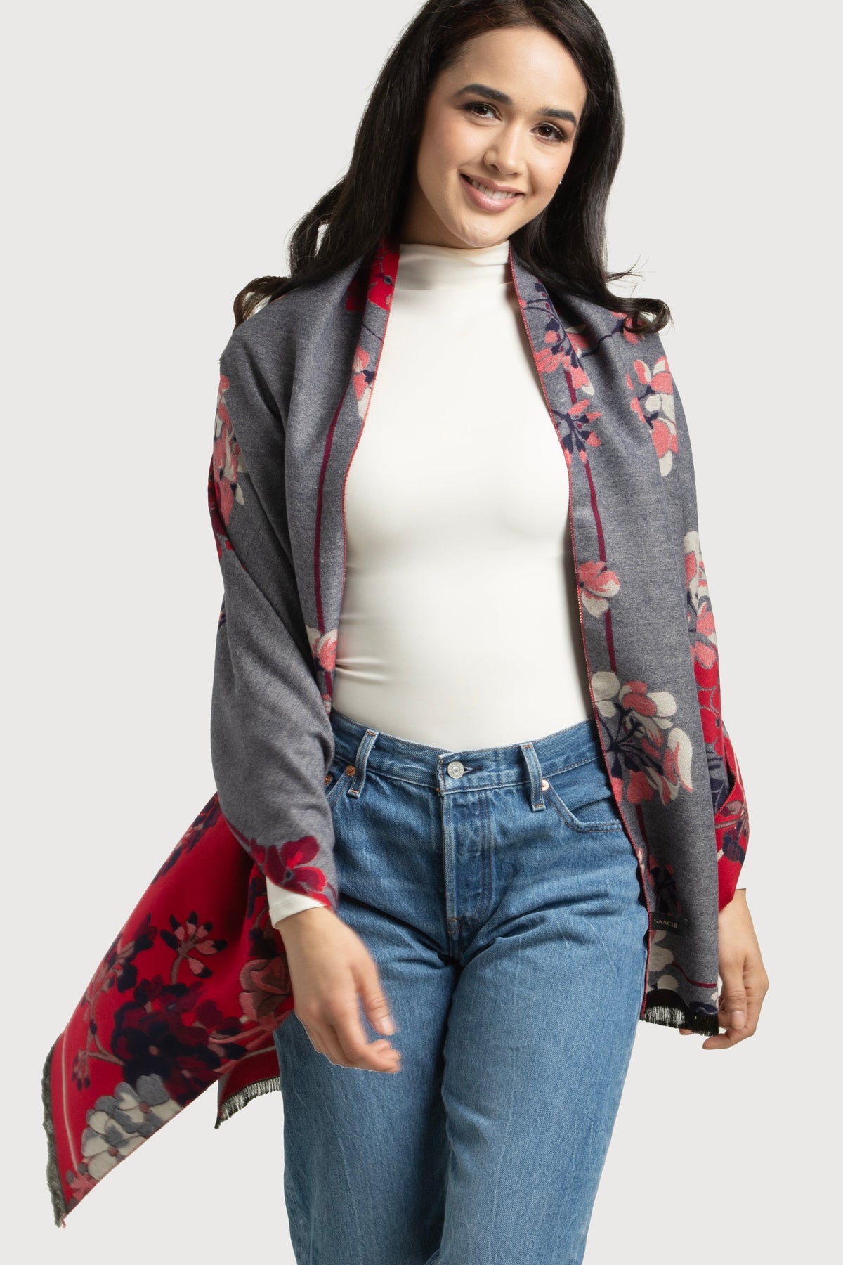 Reversible Denim Scarf - Gray