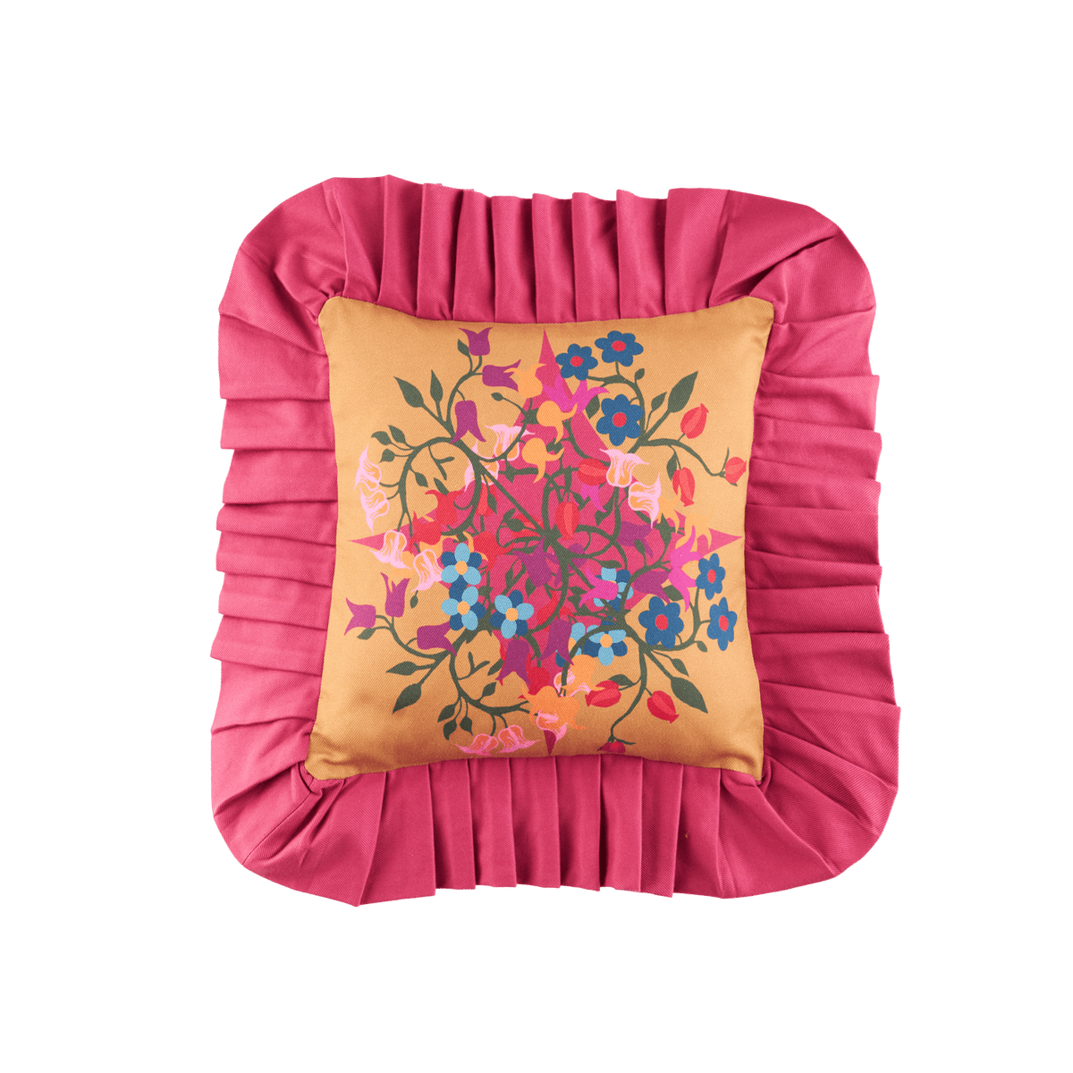 Ruffled Pillow Cover Blumen Orange - Sophie Williamson Design