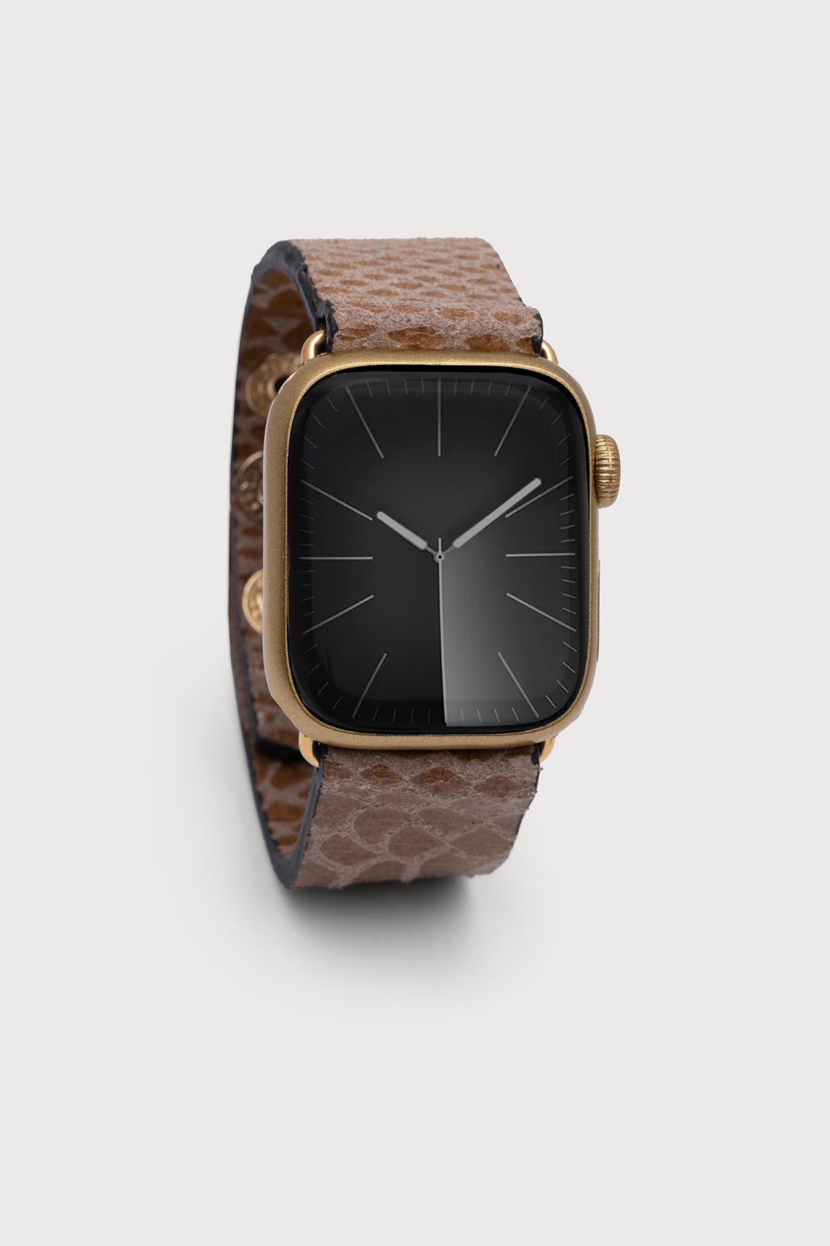 Snakeprint Embossed Leather Apple Watch Band Sienna