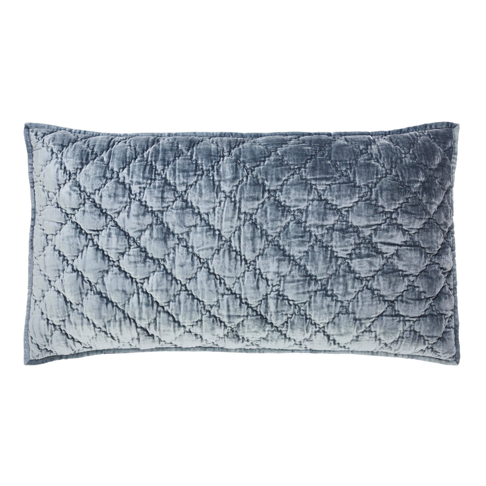 KS-341-2036-LOT1_1|Elegant light blue velvet quilt with a refined diamond criss-cross stitch pattern, perfect for adding texture and style.