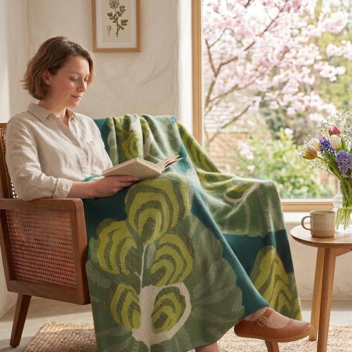 In2Green Eco Throw Cotton Sustainable Knit Floral Throw Blanket - Floréal 7 by E.A. Seguy